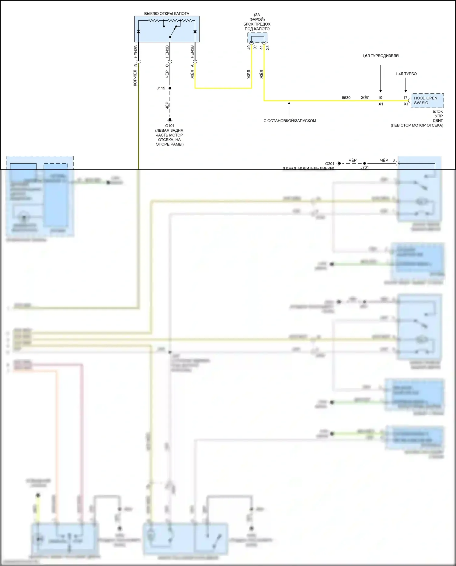 Cruze Chevrolet II (2015-2024): Электросхема центрального замка, без пассивного бесключевого доступа (2 из 2) 