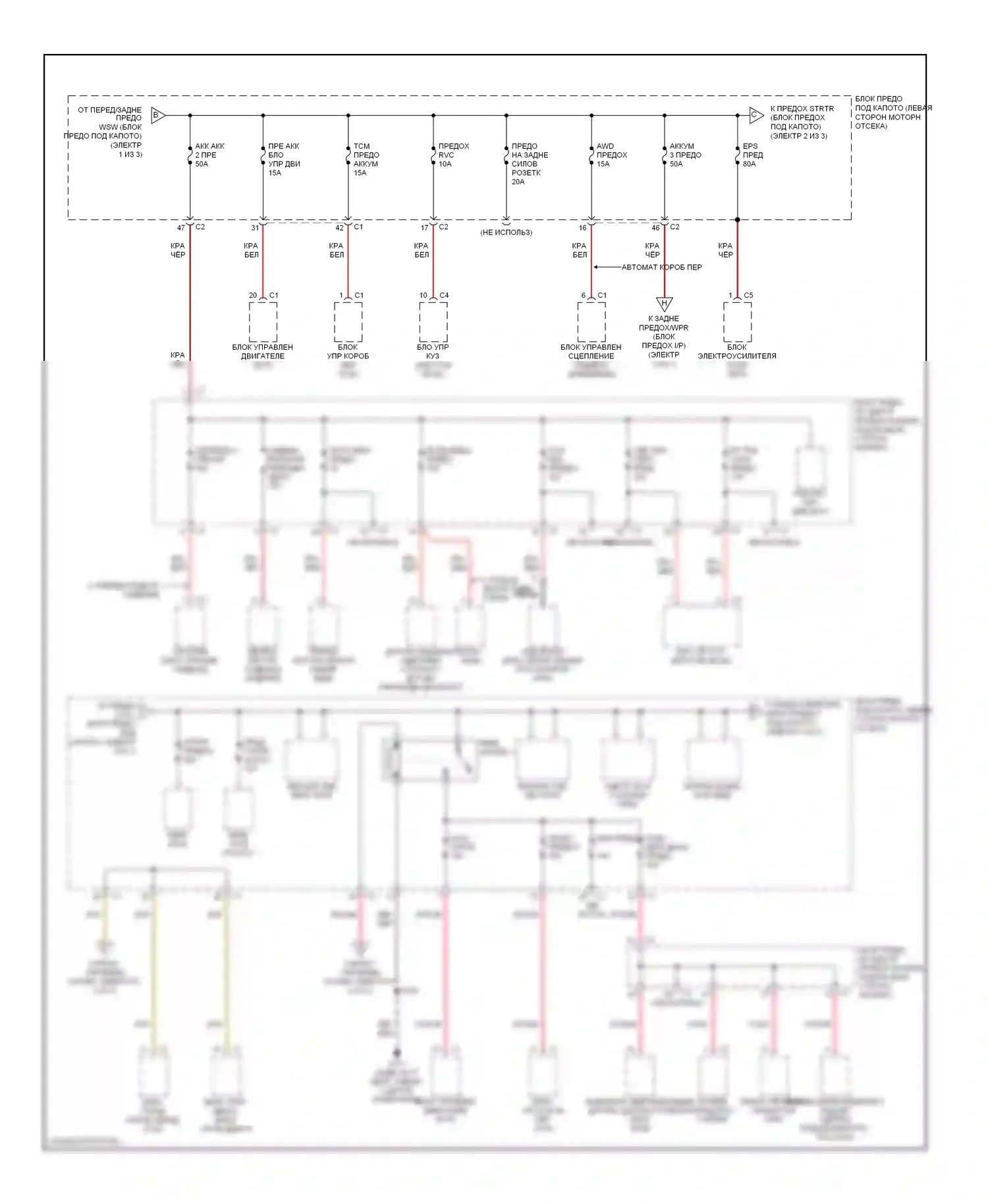 Equinox Chevrolet I (2004-2009): Электросхема блока предохранителей реле (2 из 3) 