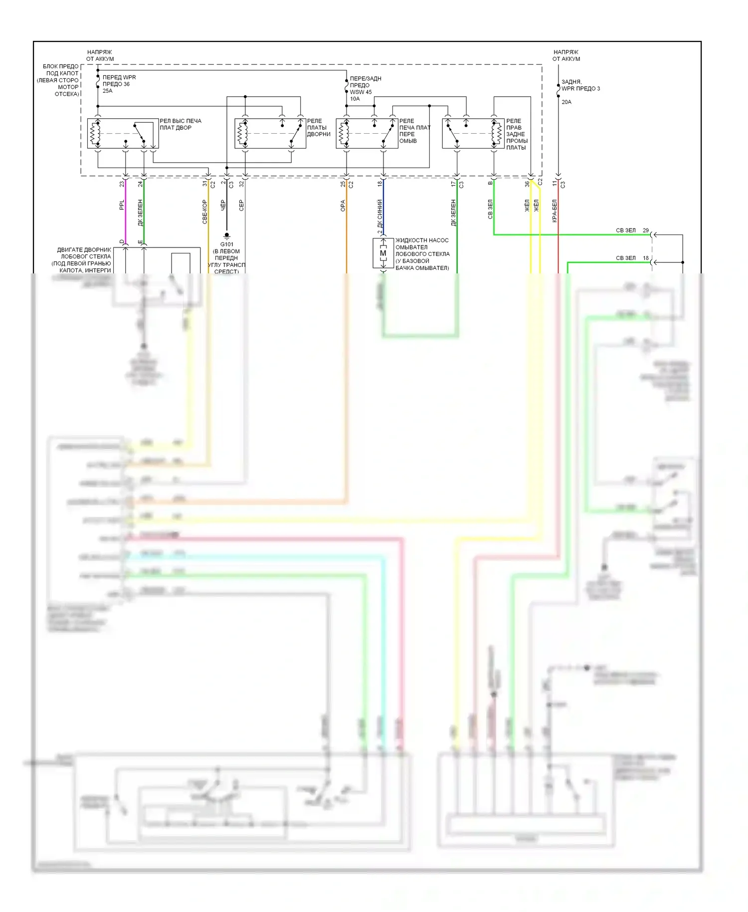 Equinox Chevrolet I (2004-2009): Дворники и омыватели электросхема 