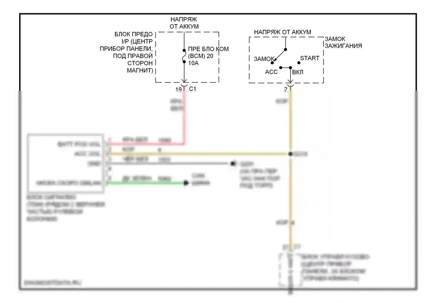 Equinox Chevrolet I (2004-2009): Электросхема пассажирского ключа 