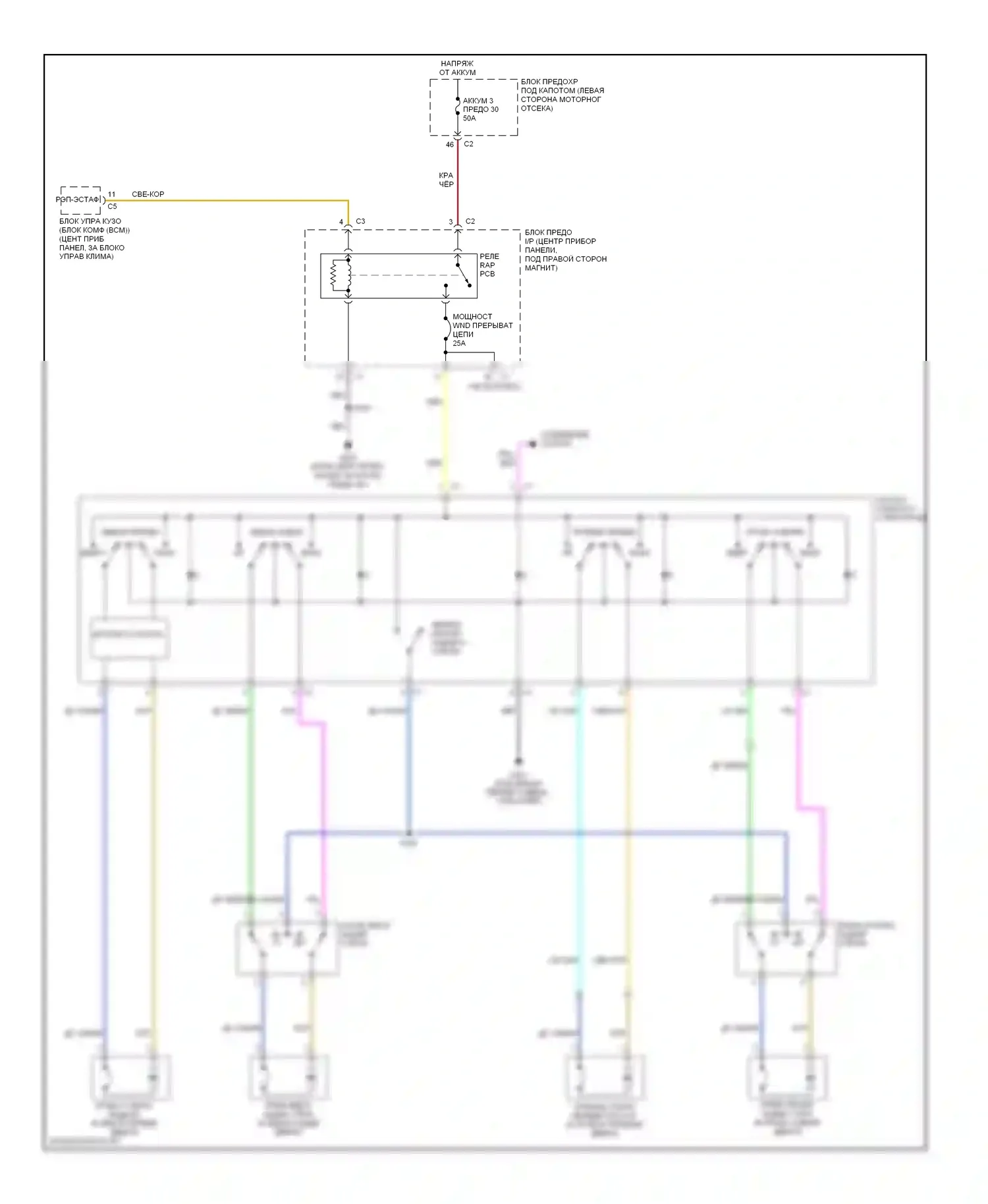 Equinox Chevrolet I (2004-2009): Стеклоподъемники электросхема 