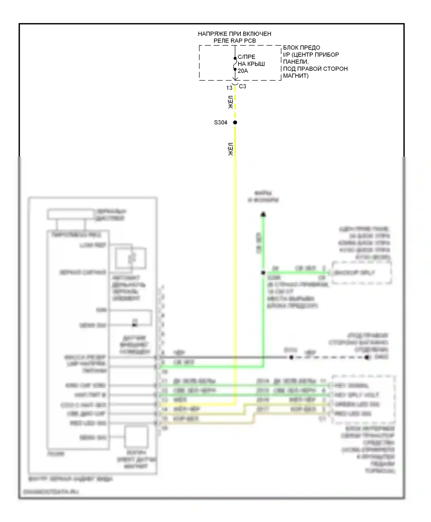 Equinox Chevrolet I (2004-2009): Электросхема электрохромного зеркала 