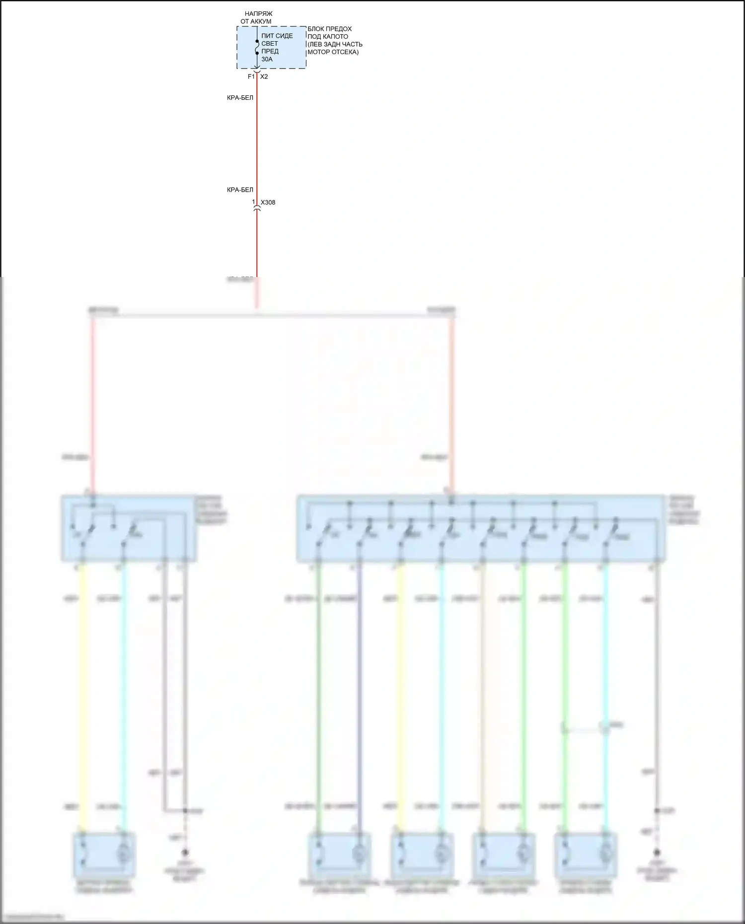 Equinox Chevrolet II рестайлинг (2015-2017): Питание водительского сиденья электросхема 