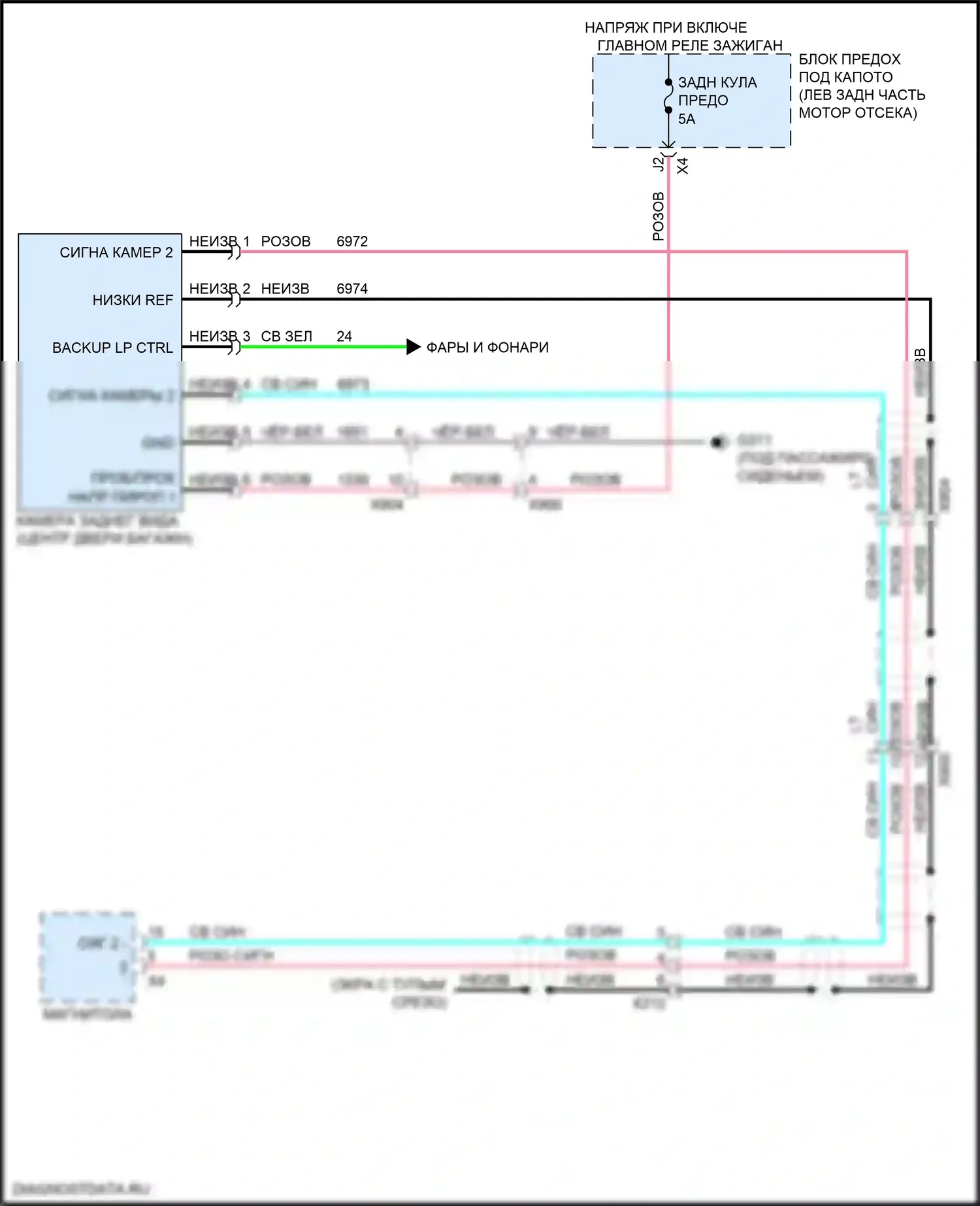 Equinox Chevrolet II рестайлинг (2015-2017): Электросхема камеры заднего вида 