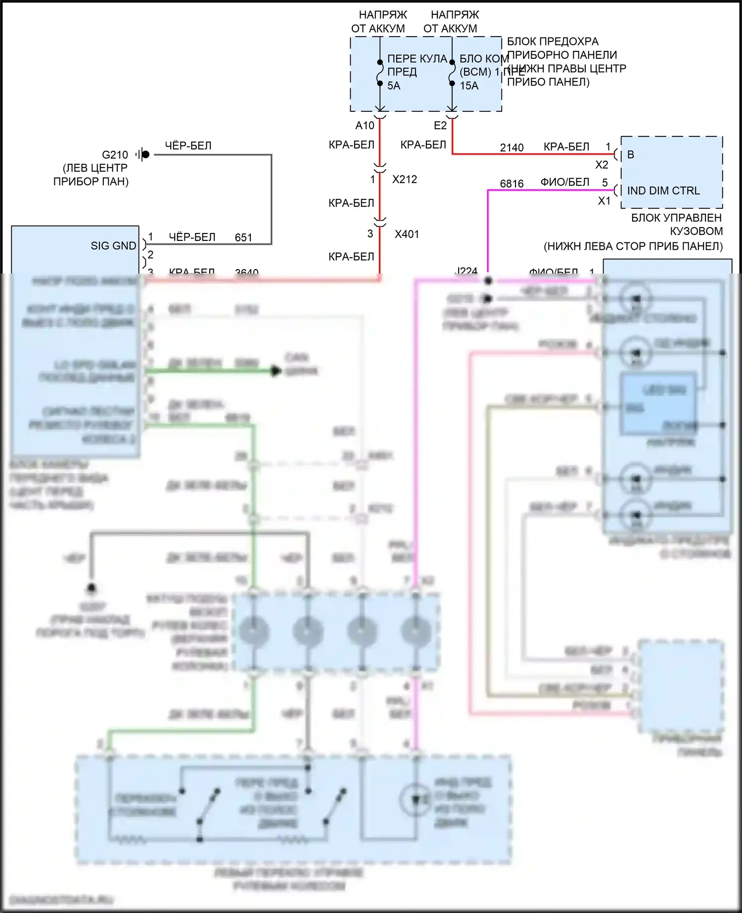 Equinox Chevrolet II рестайлинг (2015-2017): Электросхема сигнализации о выезде с полосы движения 