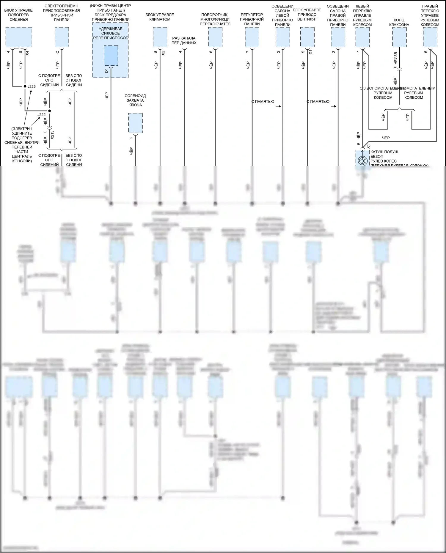 Equinox Chevrolet II рестайлинг (2015-2017): Электросхема точек подключения масс (2 из 4) 