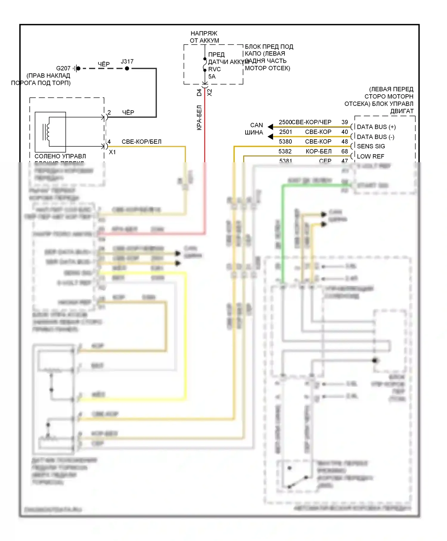 Equinox Chevrolet II (2009-2015): Электросхема блокировки селектора 