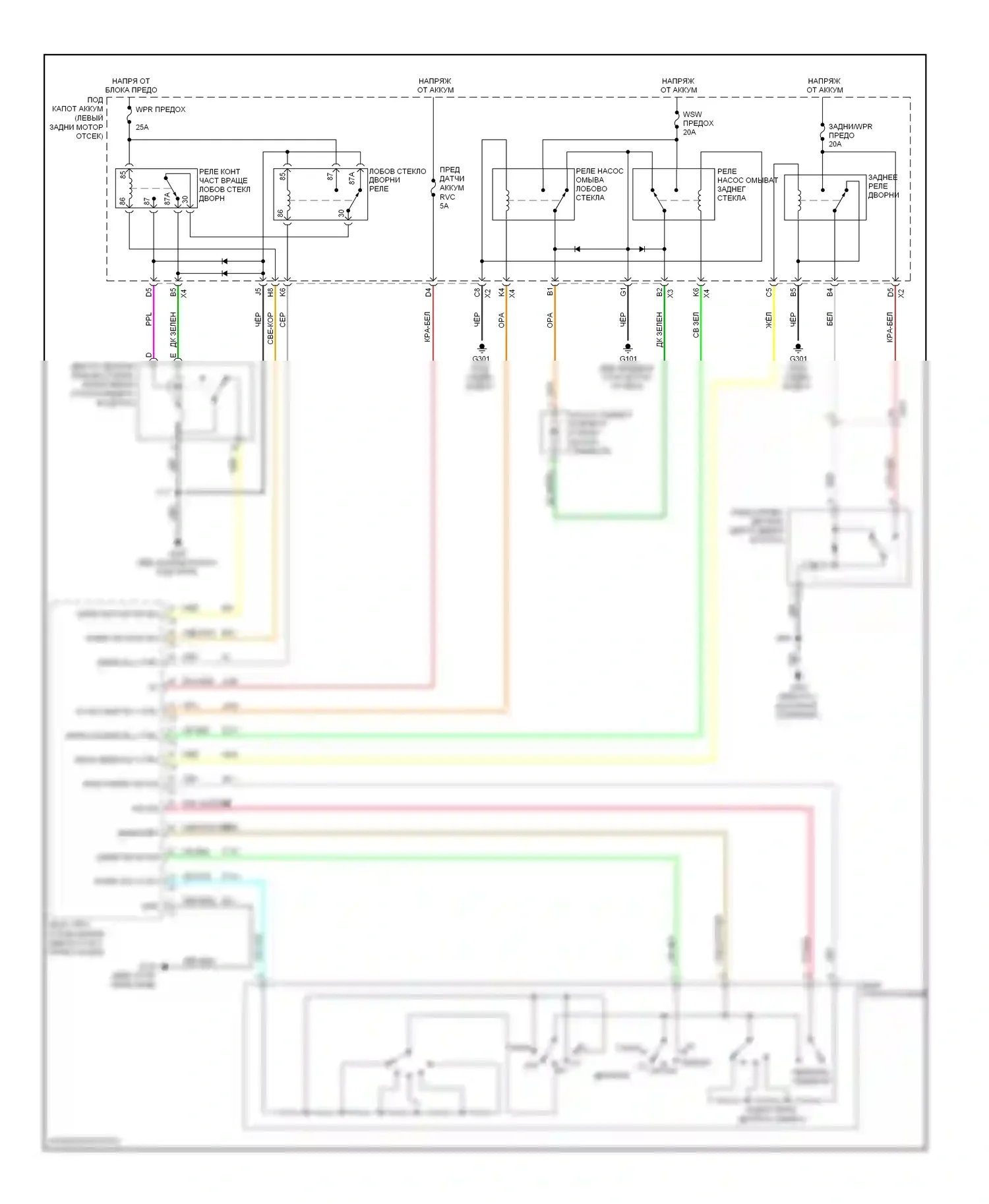 Equinox Chevrolet II (2009-2015): Дворники и омыватели электросхема 