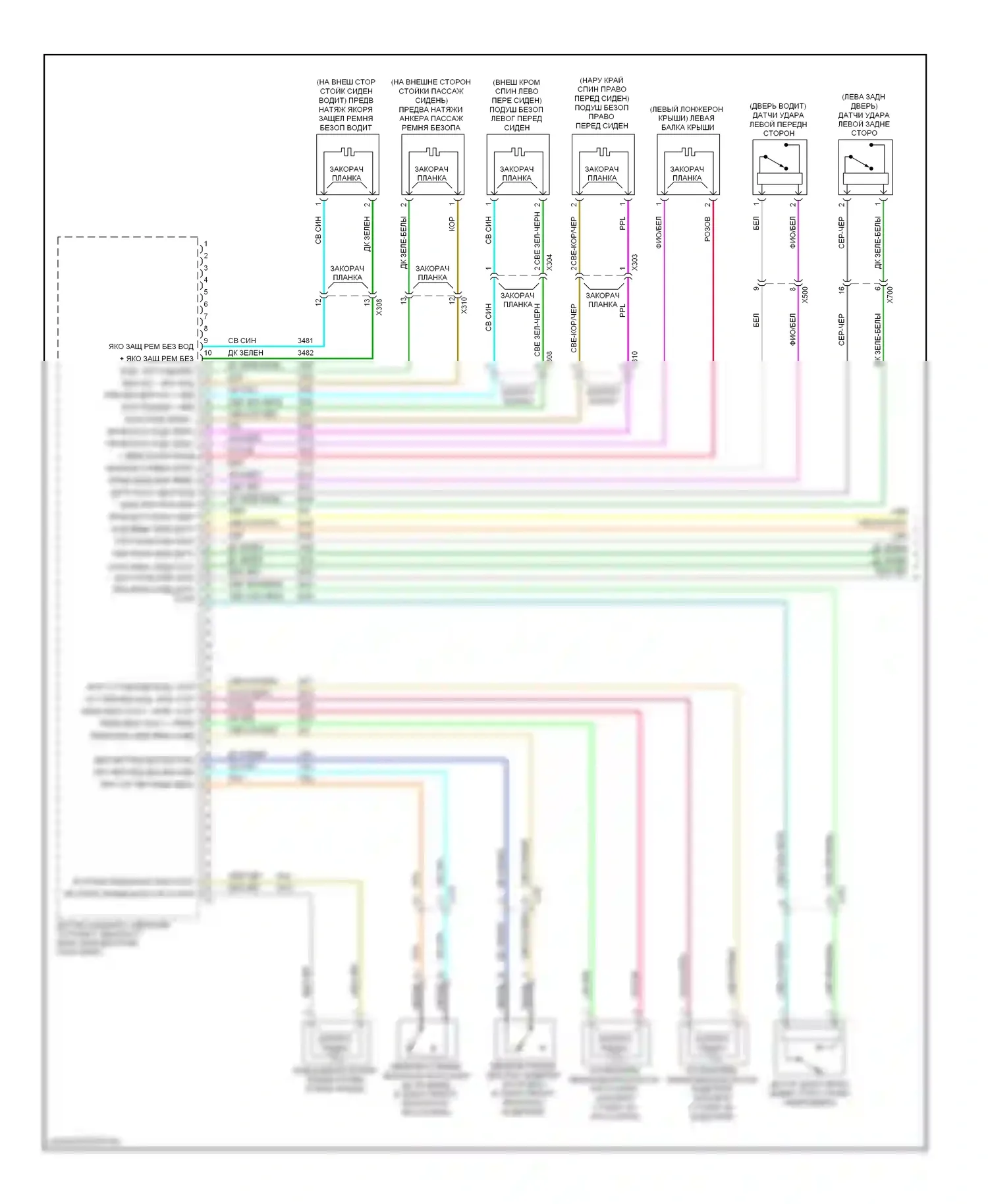 Equinox Chevrolet II (2009-2015): Электросхема подушек безопасности (1 из 2) 