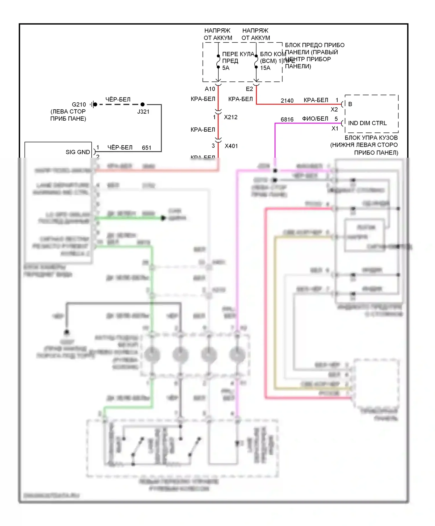 Equinox Chevrolet II (2009-2015): Электросхема сигнализации о выезде с полосы движения 