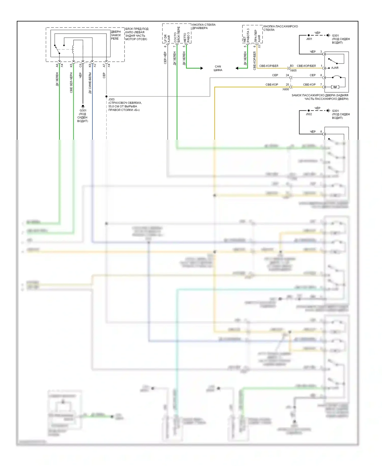 Equinox Chevrolet II (2009-2015): Электросхема центрального замка (2 из 2) 