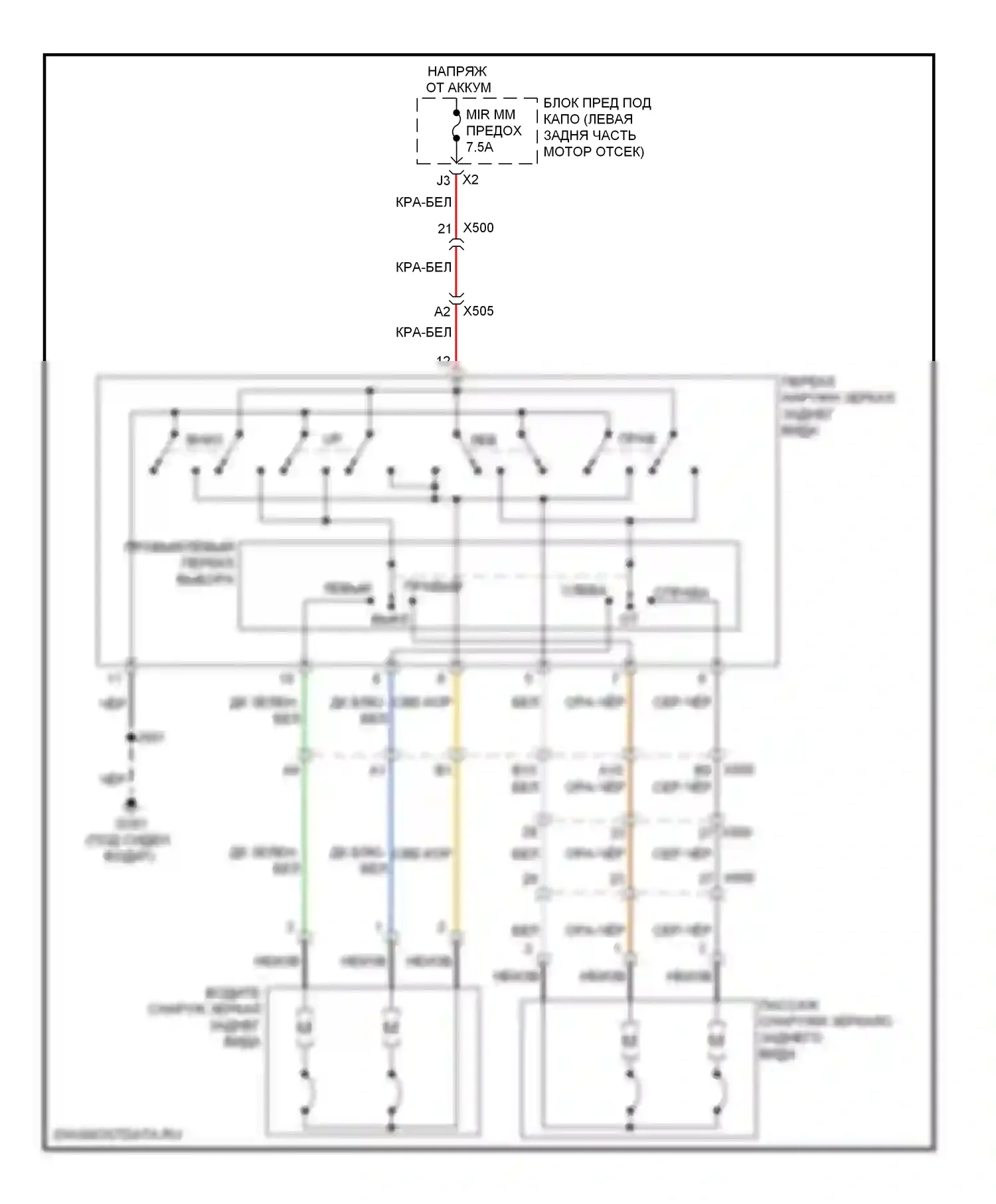 Equinox Chevrolet II (2009-2015): Электросхема управления зеркалами заднего вида 