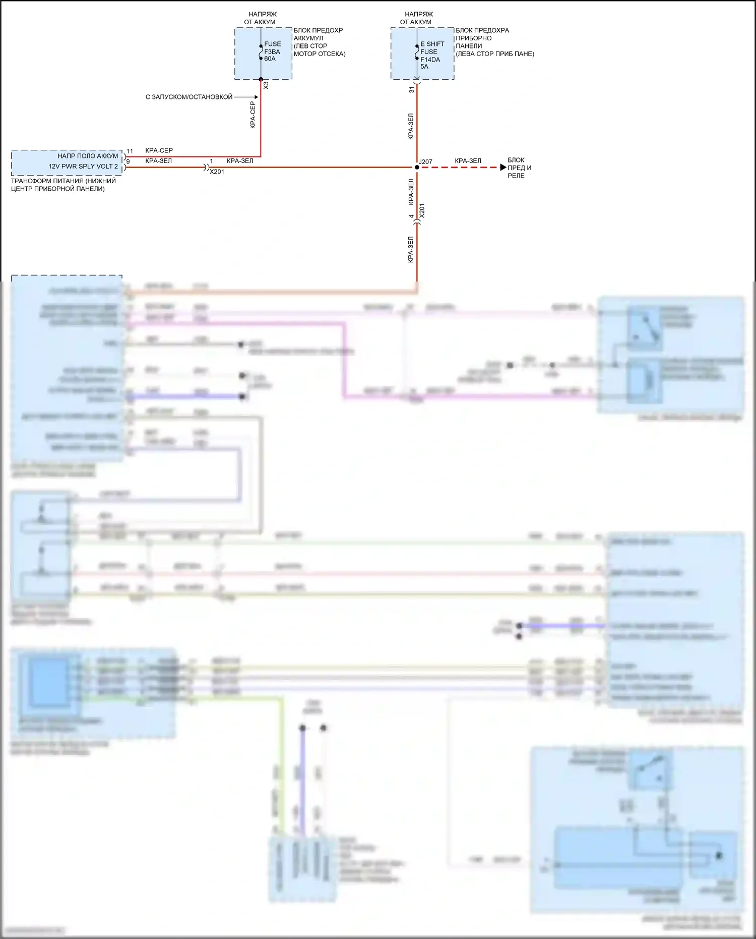 Equinox Chevrolet III рестайлинг (2020-2024): Электросхема блокировки селектора 