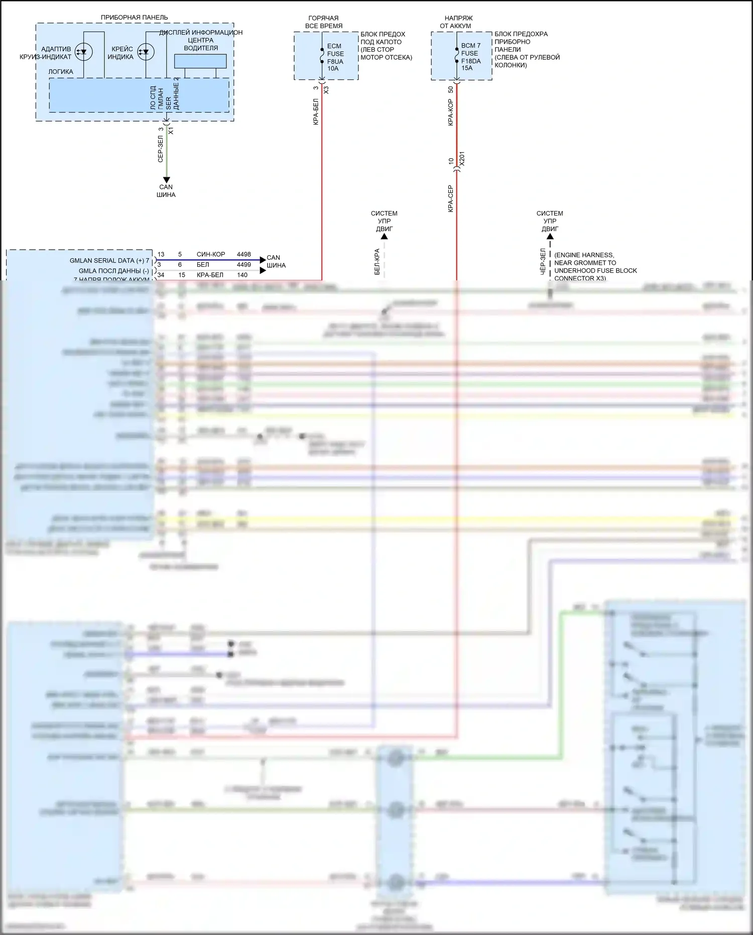 Equinox Chevrolet III рестайлинг (2020-2024): Электросхема круиз-контроля, без адаптивного круиз-контроля (1 из 2) 