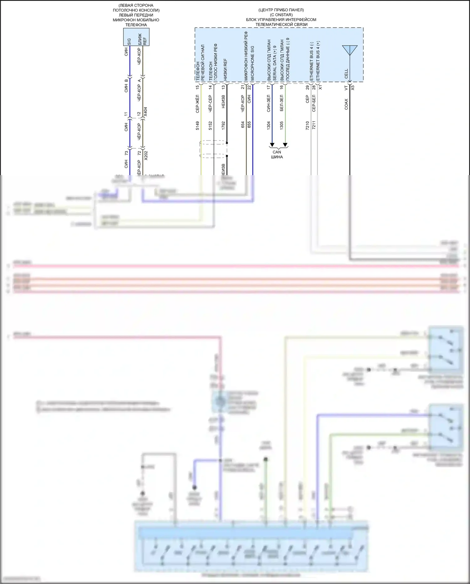 Equinox Chevrolet III рестайлинг (2020-2024): Электросхема радиосистемы, средний/высокий уровень с усилителем (2 из 4) 