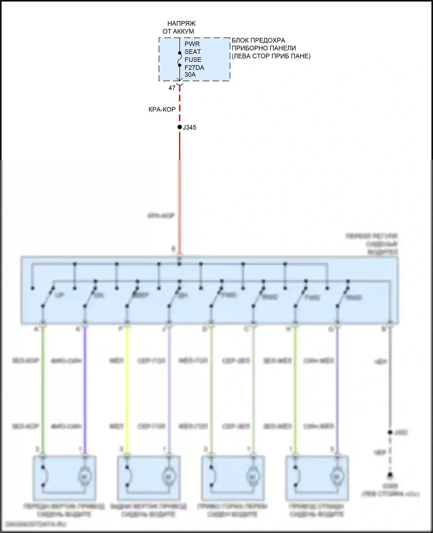 Equinox Chevrolet III рестайлинг (2020-2024): Питание водительского сиденья электросхема 
