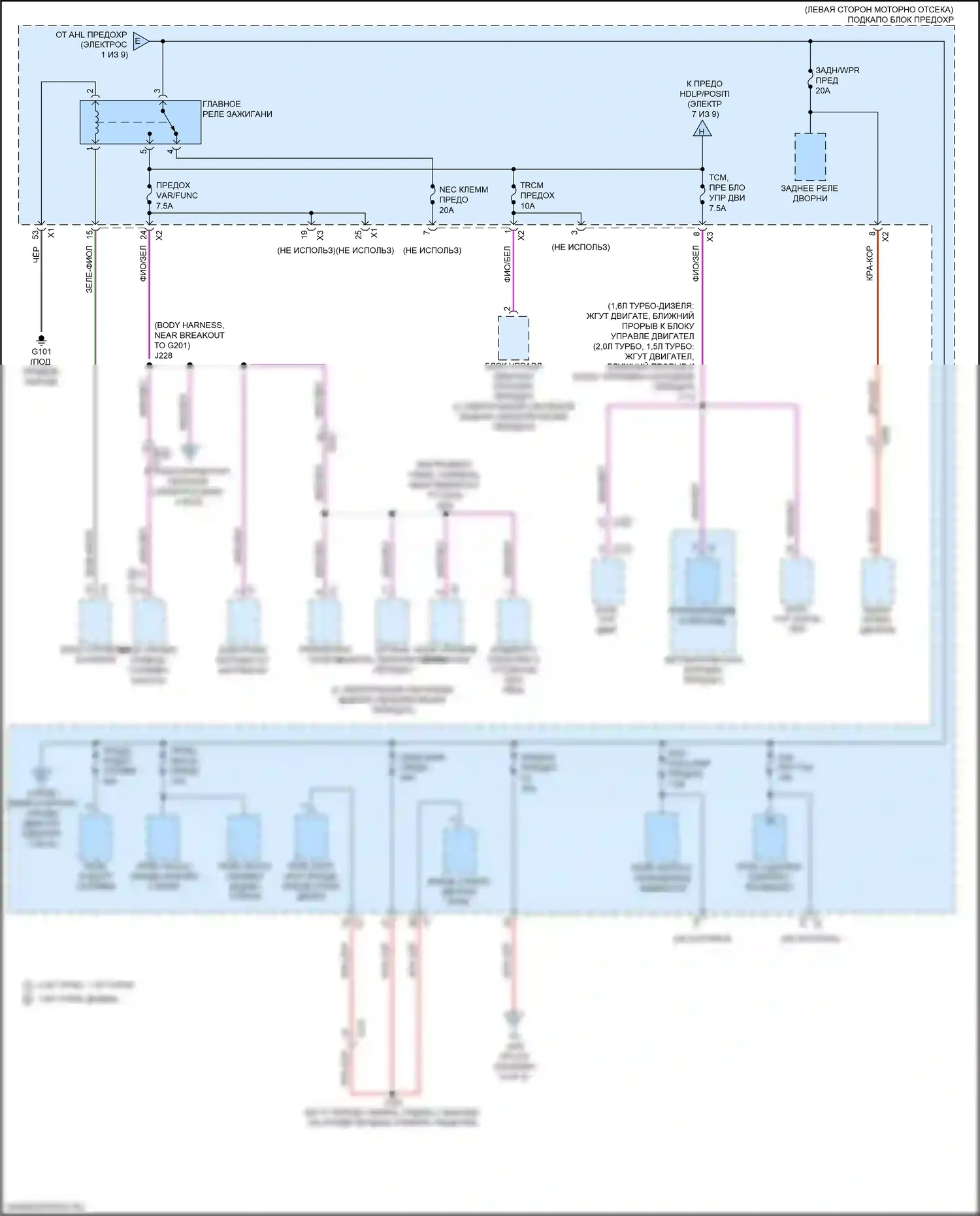 Equinox Chevrolet III (2017-2021): Электросхема блока предохранителей реле (2 из 9) 