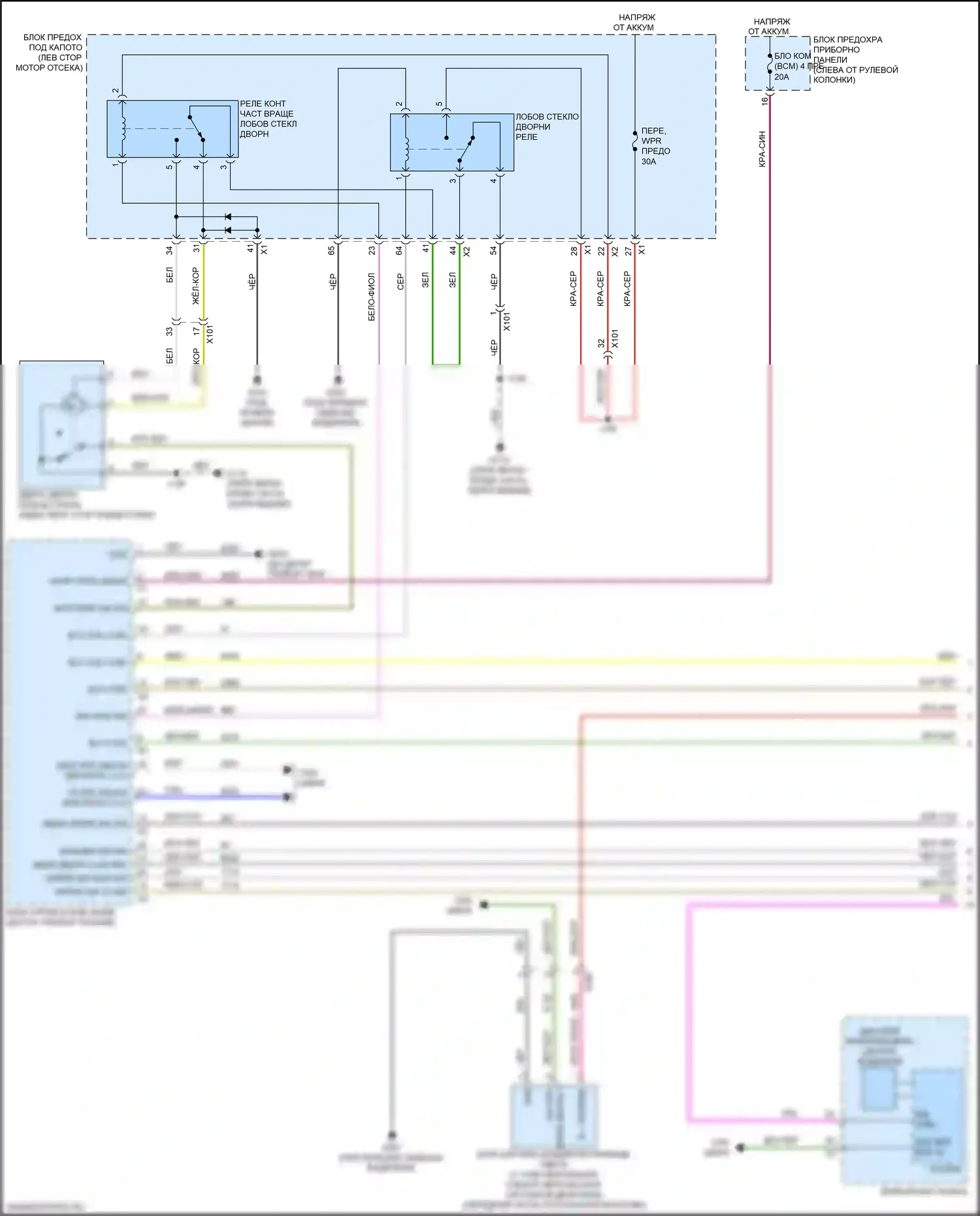 Equinox Chevrolet III (2017-2021): Дворники и омыватели электросхема (1 из 2) 