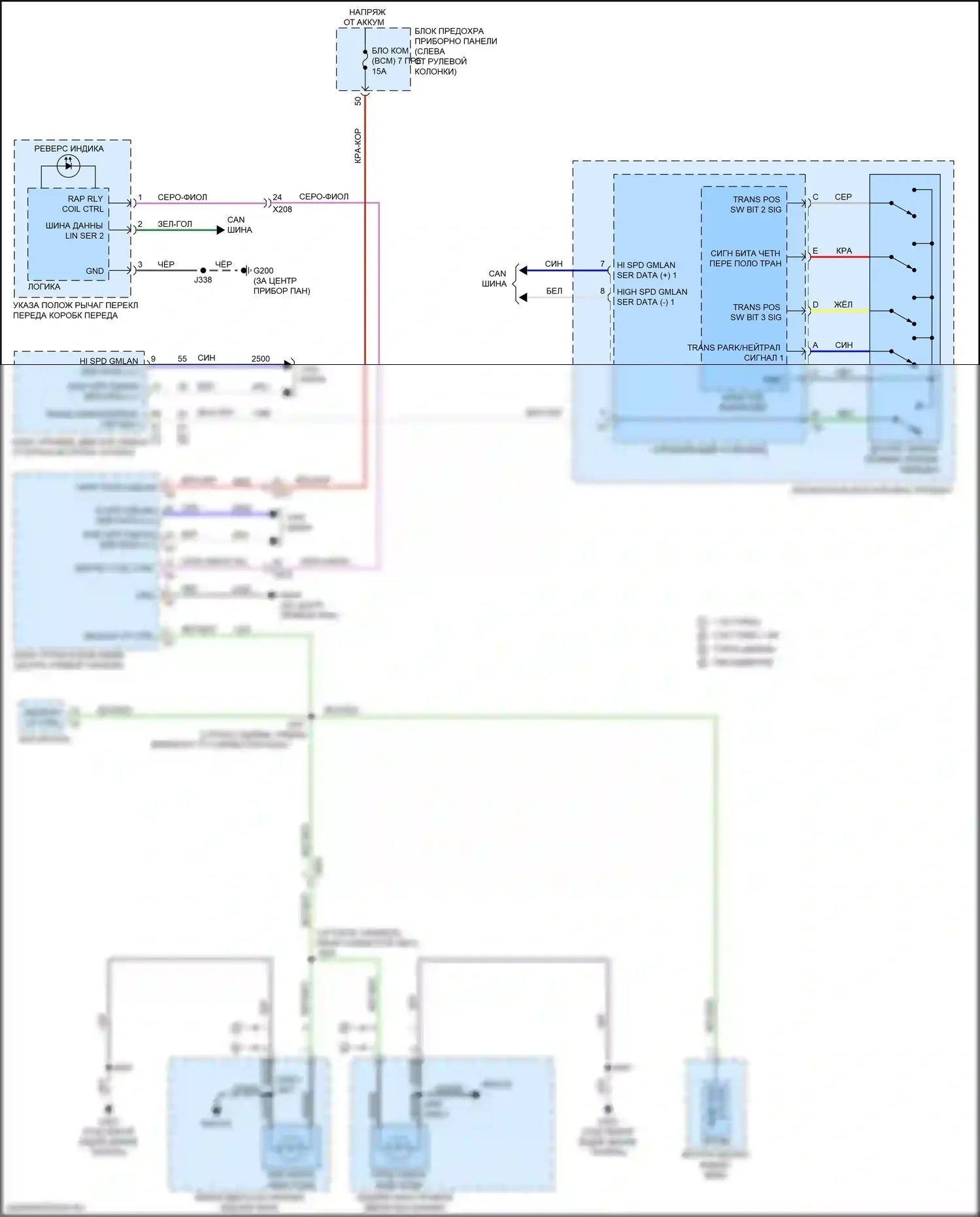 Equinox Chevrolet III (2017-2021): Электросхема фонарей заднего хода 