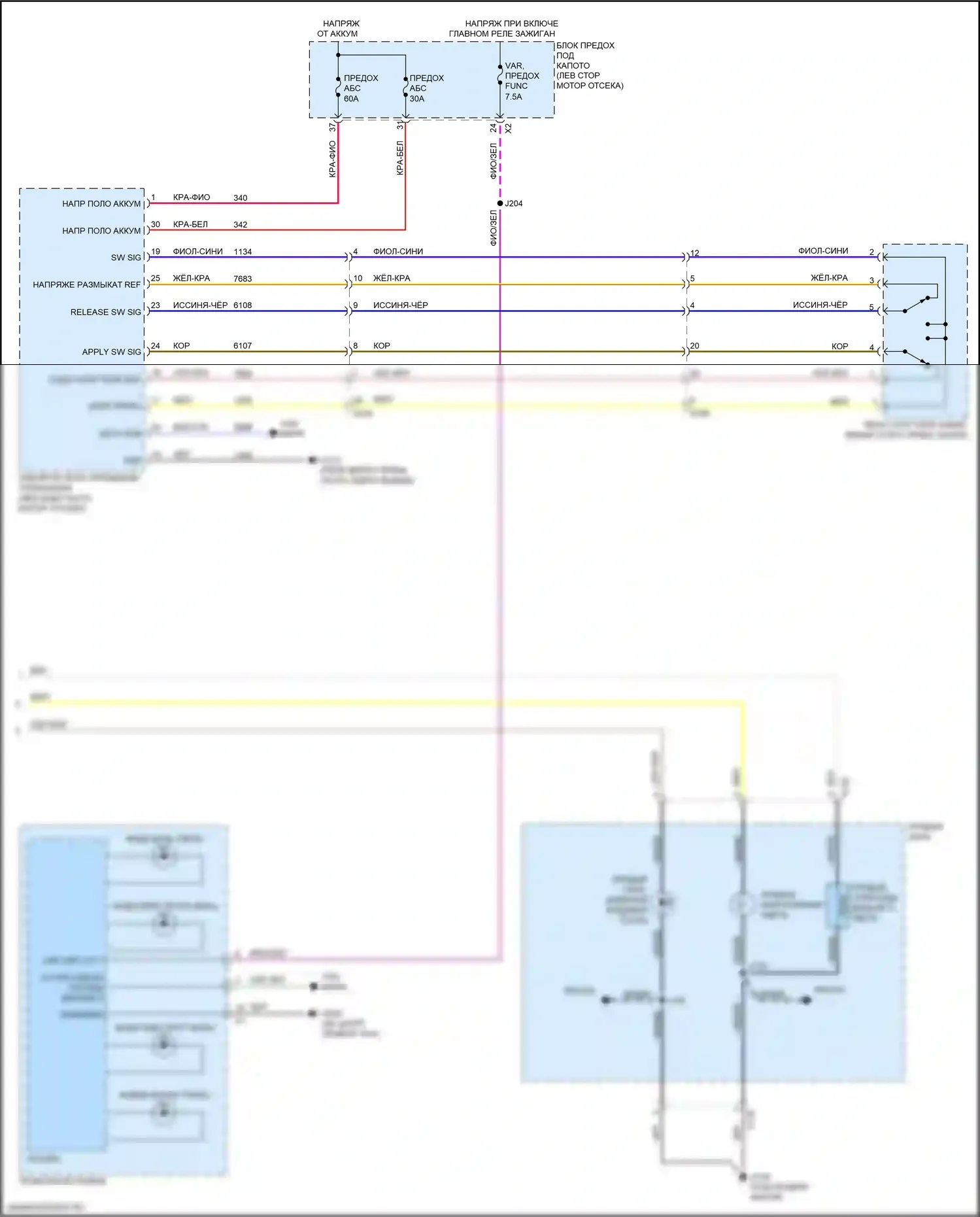 Equinox Chevrolet III (2017-2021): Электросхема фар, с галогенными фарами (3 из 3) 