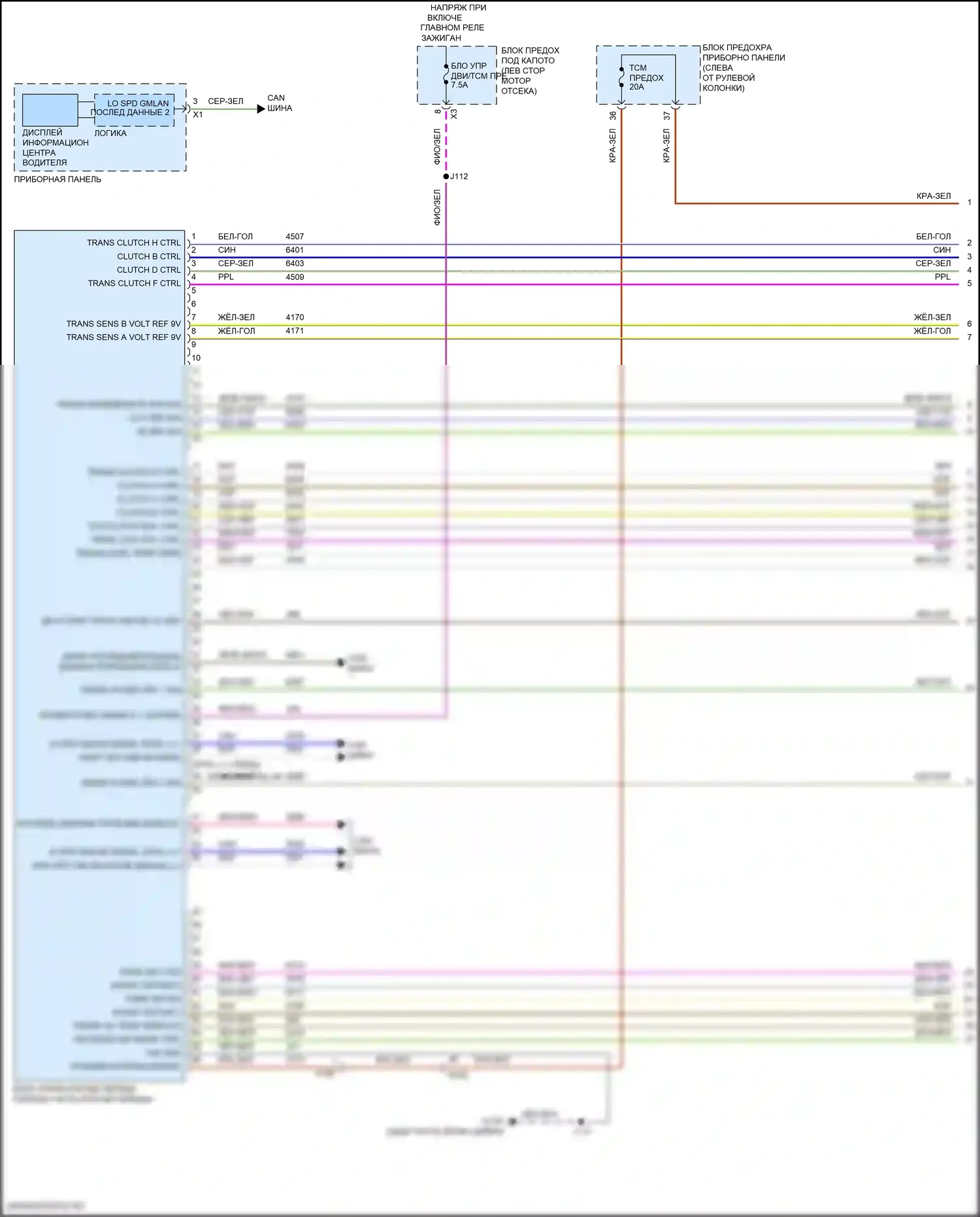 Equinox Chevrolet III (2017-2021): Электросхема автоматической коробки передач, 9 скоростей (1 из 4) 
