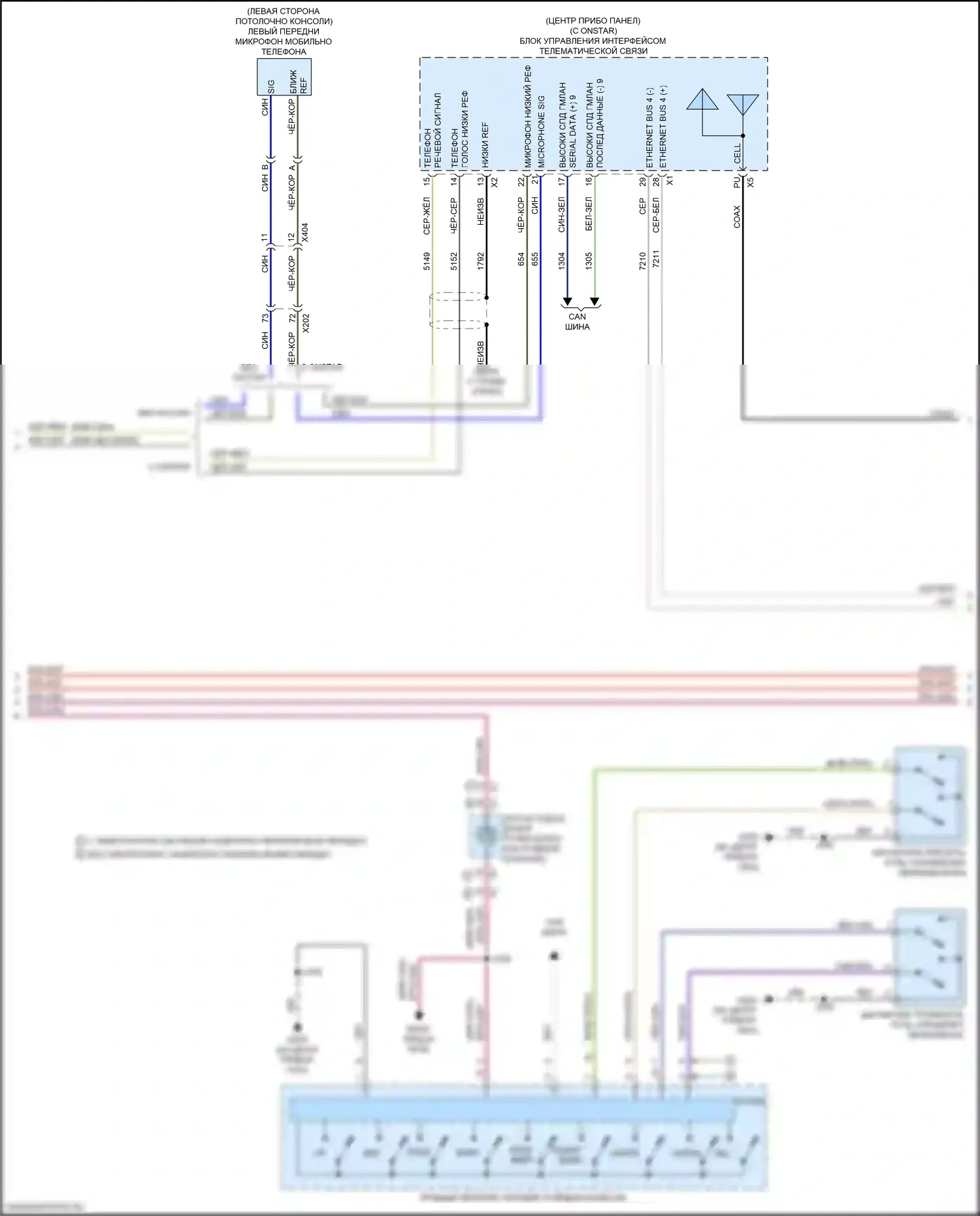 Equinox Chevrolet III (2017-2021): Электросхема навигации, средний/высокий уровень с активным шумом (3 из 4) 