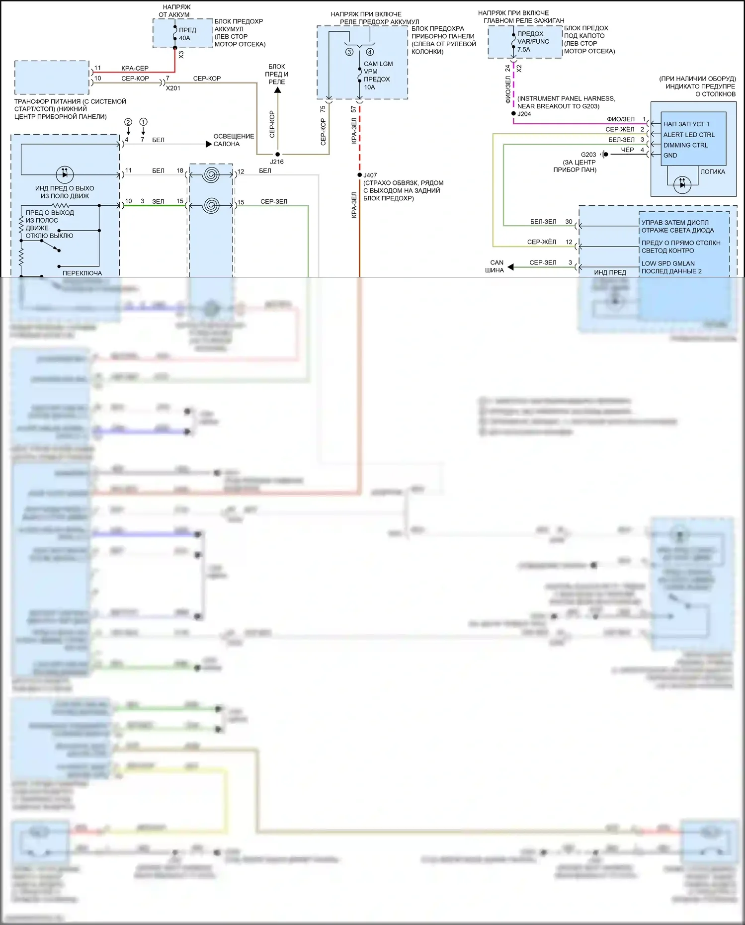 Equinox Chevrolet III (2017-2021): Электросхема сигнализации о выезде с полосы движения 