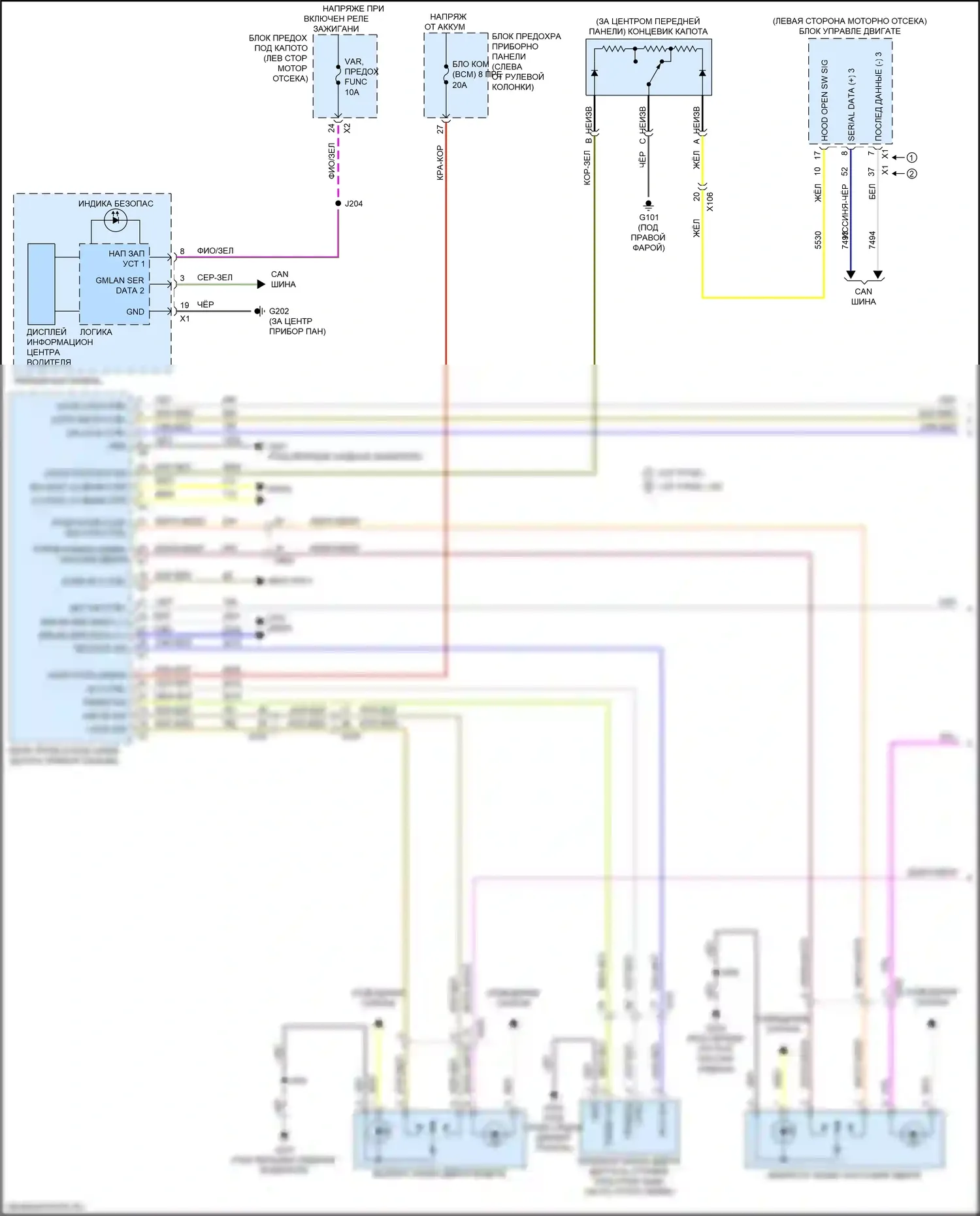 Equinox Chevrolet III (2017-2021): Электросхема центрального замка, без пассивного бесключевого доступа (1 из 2) 