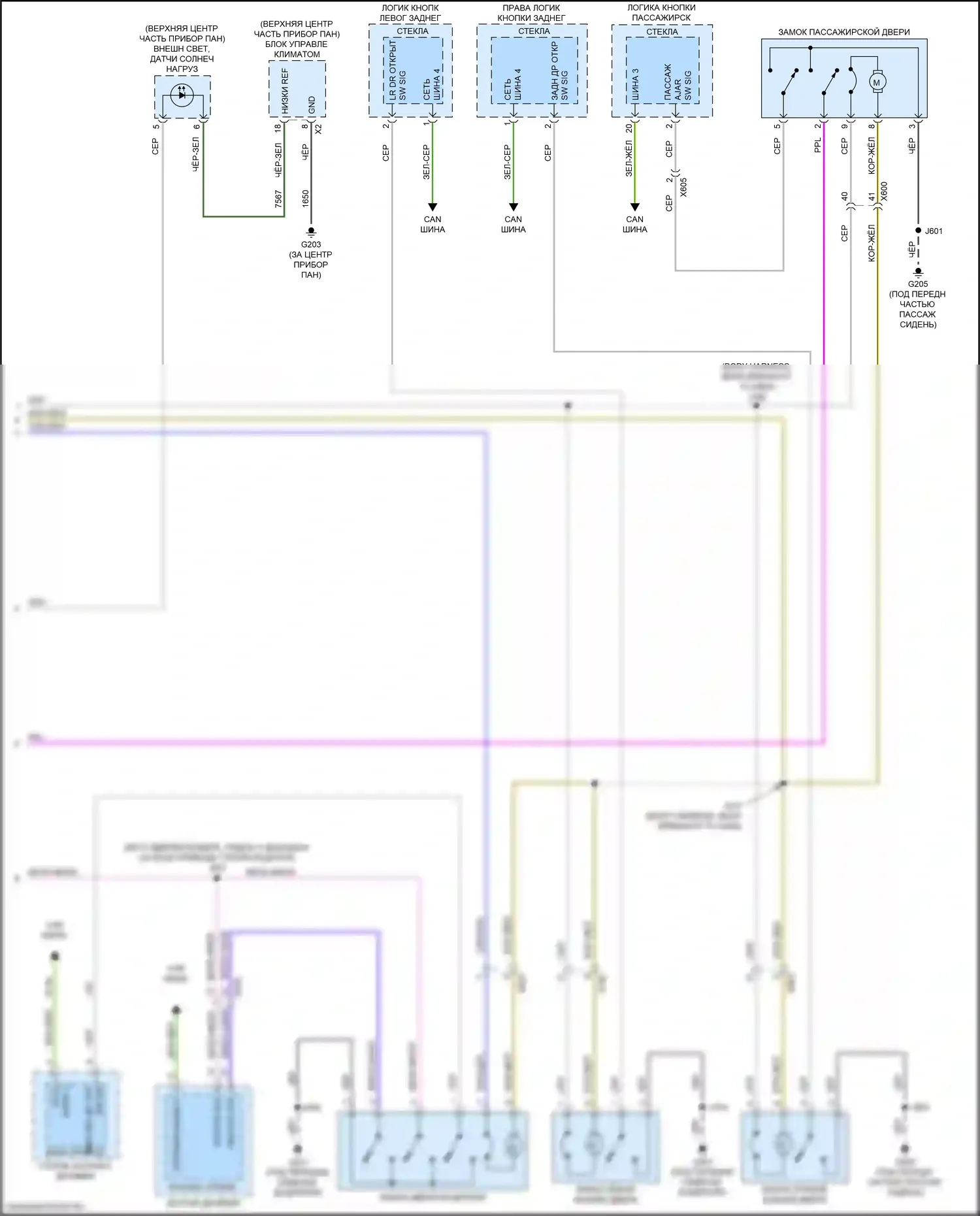 Equinox Chevrolet III (2017-2021): Электросхема центрального замка, без пассивного бесключевого доступа (2 из 2) 