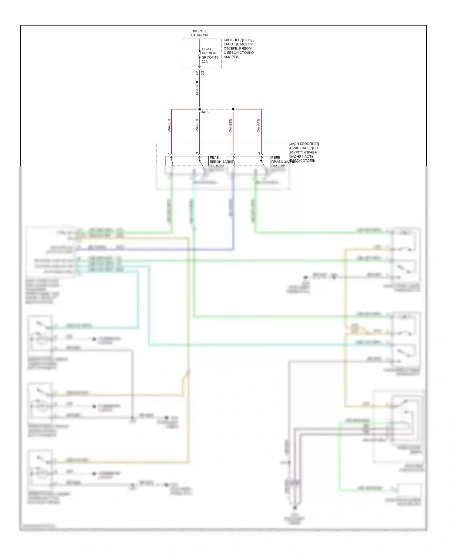 HHR Chevrolet I (2005-2011): Электросхема сброса панели доступа 