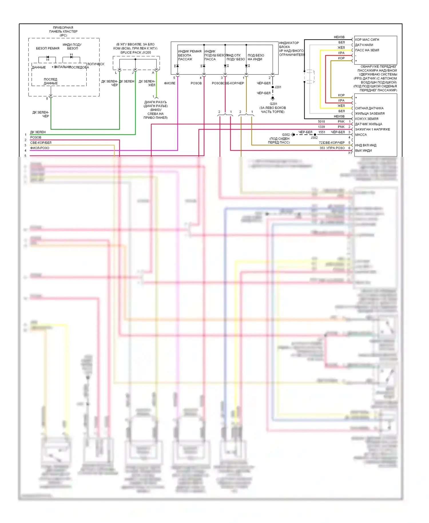 HHR Chevrolet I (2005-2011): Электросхема подушек безопасности (2 из 2) 