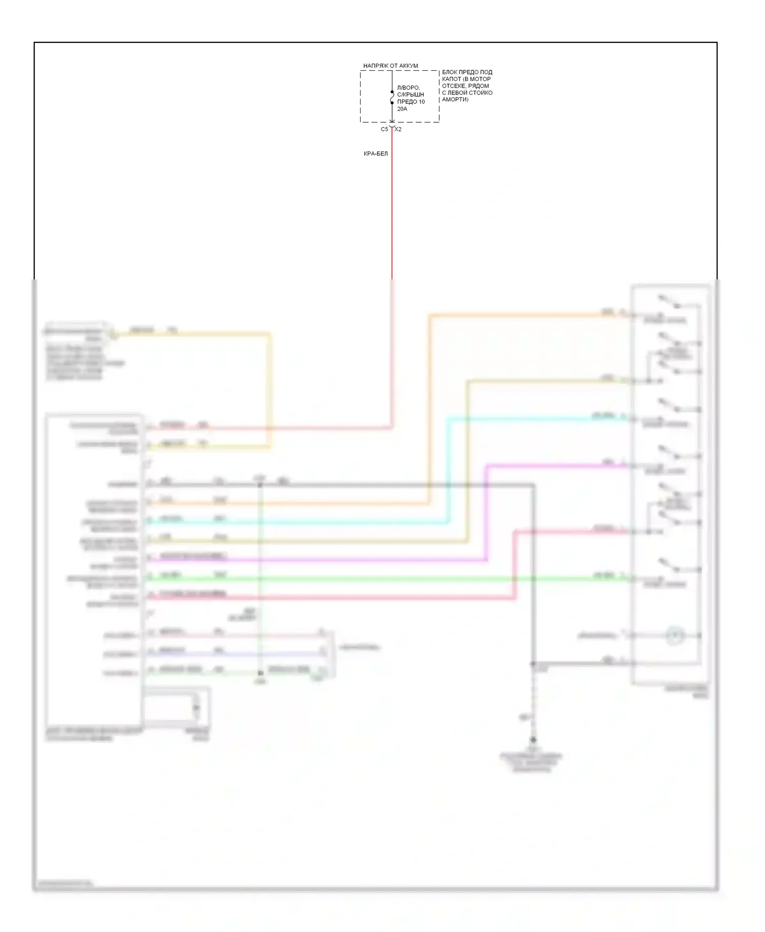 HHR Chevrolet I (2005-2011): Электросхема складной крыши/люка 