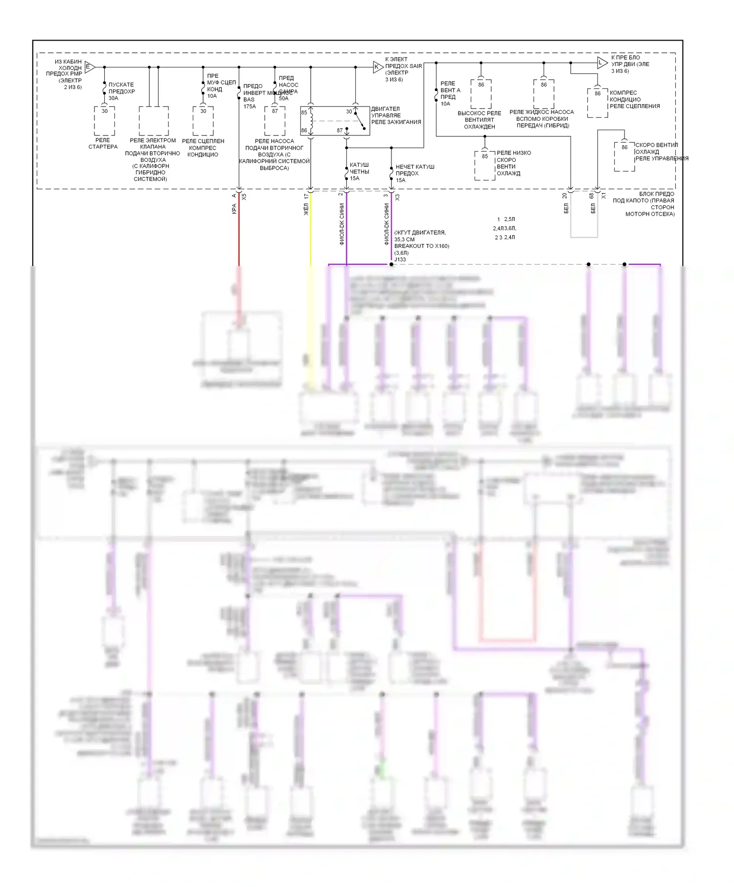 Impala Chevrolet IX (2006-2016): Электросхема блока предохранителей реле (3 из 6) 