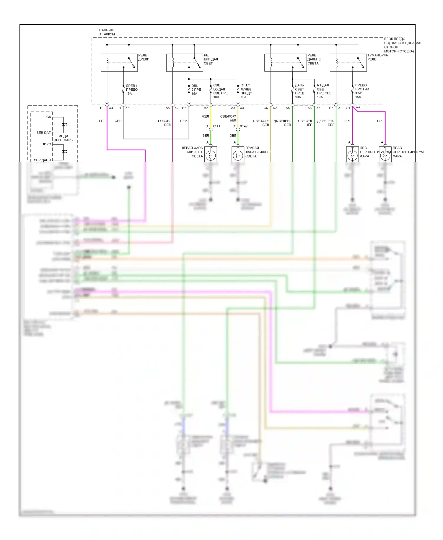 Impala Chevrolet IX (2006-2016): Электросхема фар, без полиции 