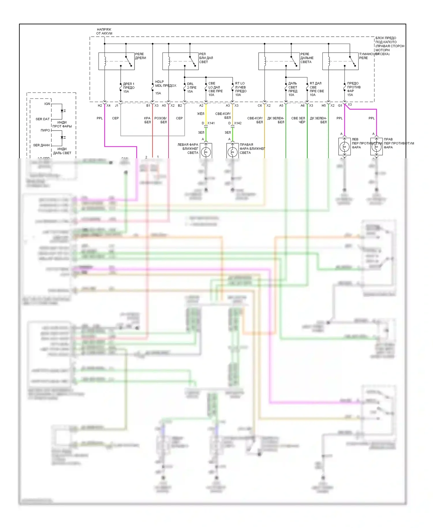 Impala Chevrolet IX (2006-2016): Электросхема фар, с полицией 