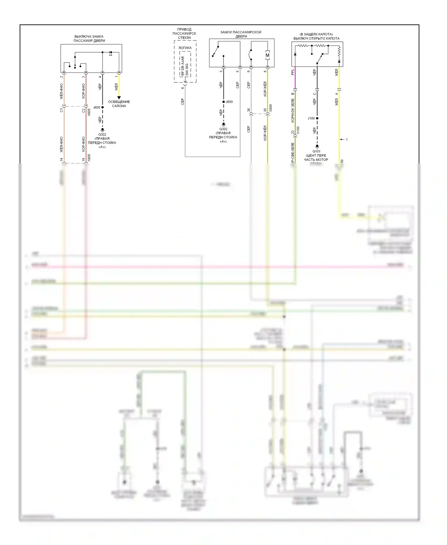 Impala Chevrolet IX (2006-2016): Электросхема центрального замка, без пассивного бесключевого доступа (2 из 3) 