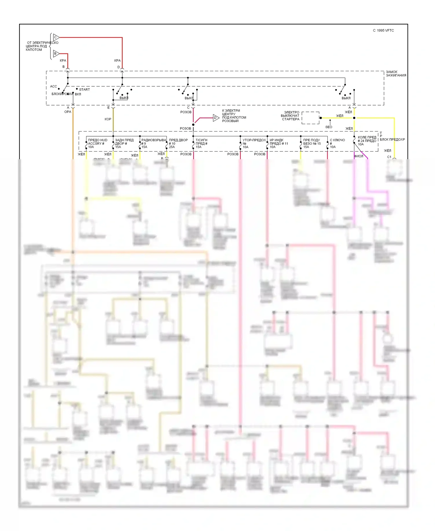 Impala Chevrolet VII (1994-1996): Электросхема блока предохранителей реле (3 из 4) 