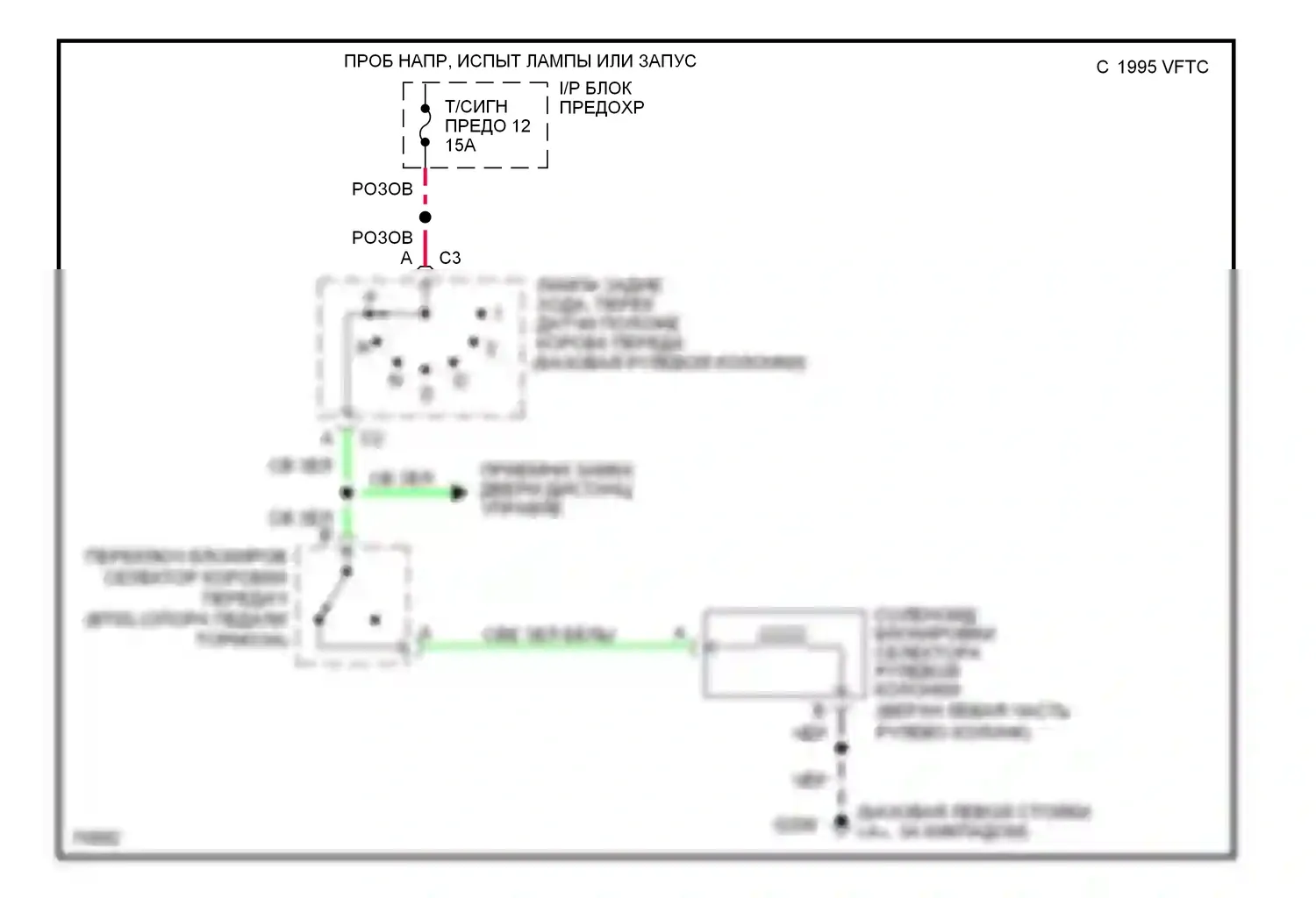 Impala Chevrolet VII (1994-1996): Электросхема блокировки селектора 