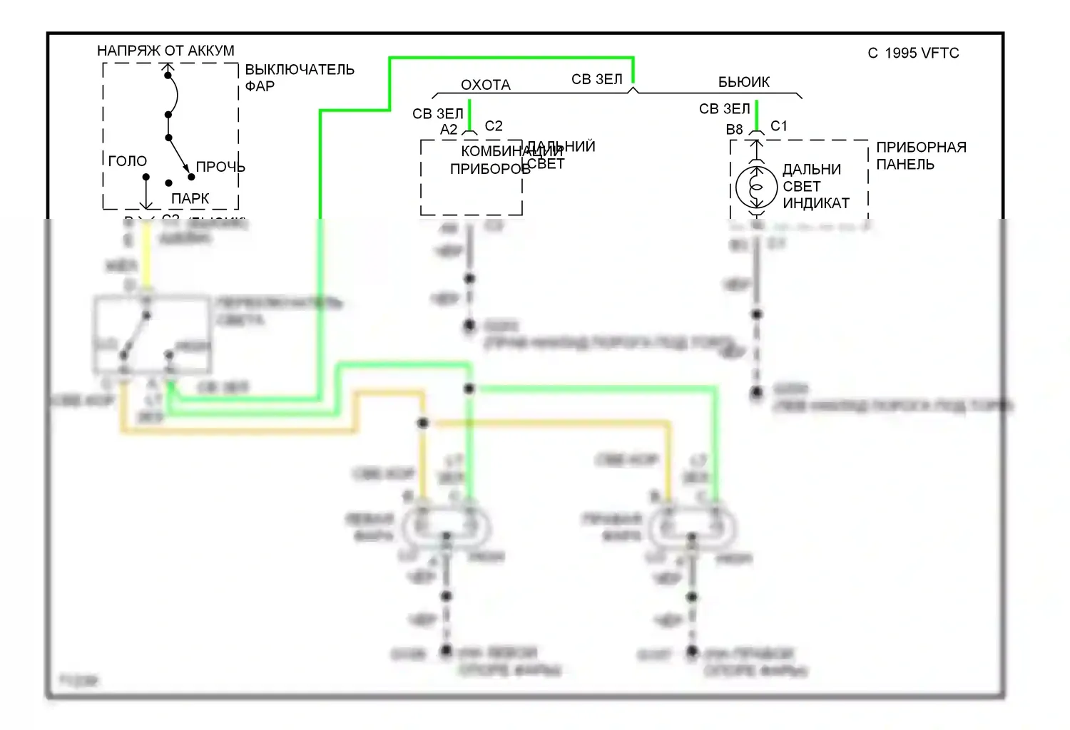 Impala Chevrolet VII (1994-1996): Электросхема фар, без дрели, без сумеречного часового 