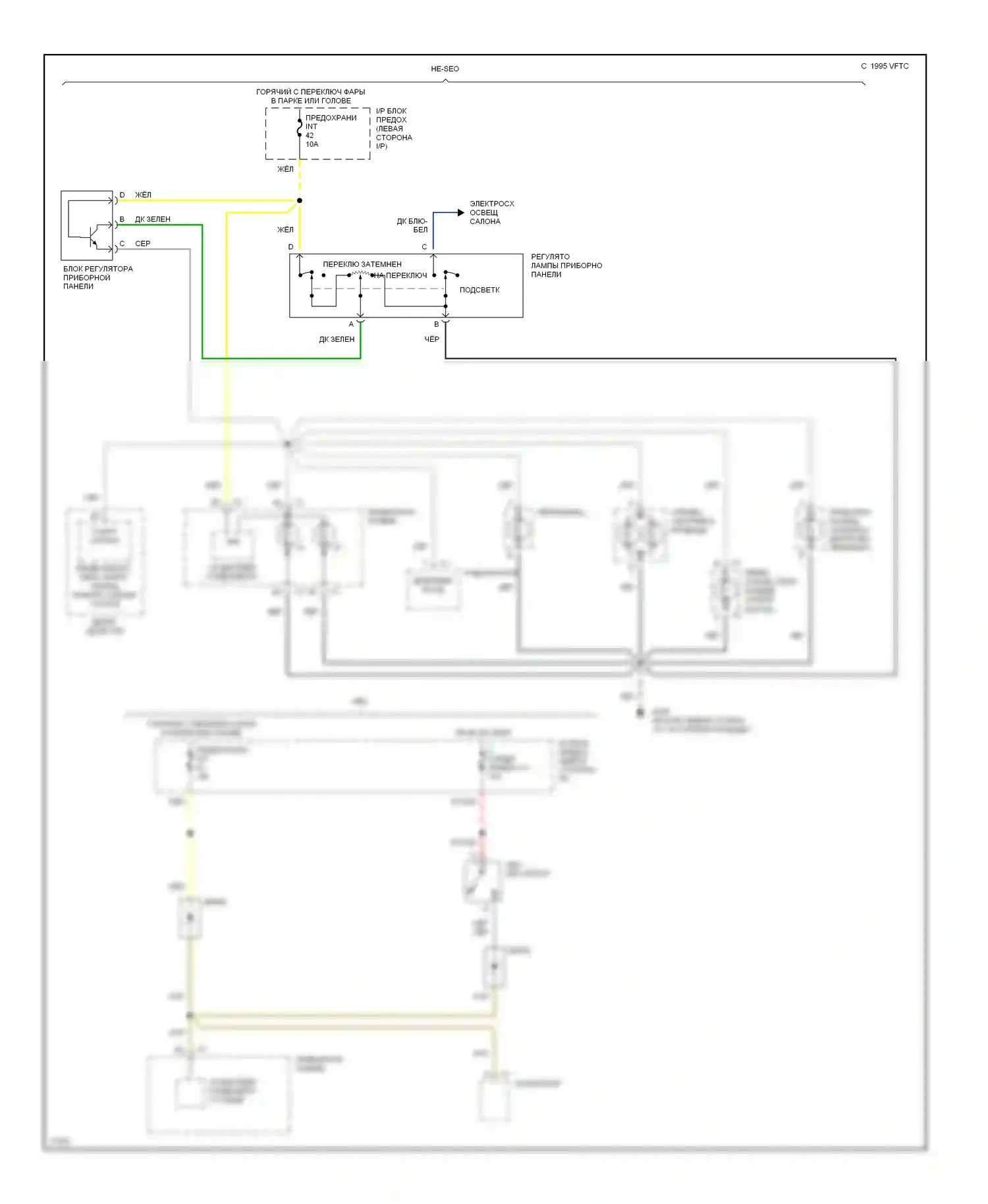 Impala Chevrolet VII (1994-1996): Электросхема подсветки приборной панели 