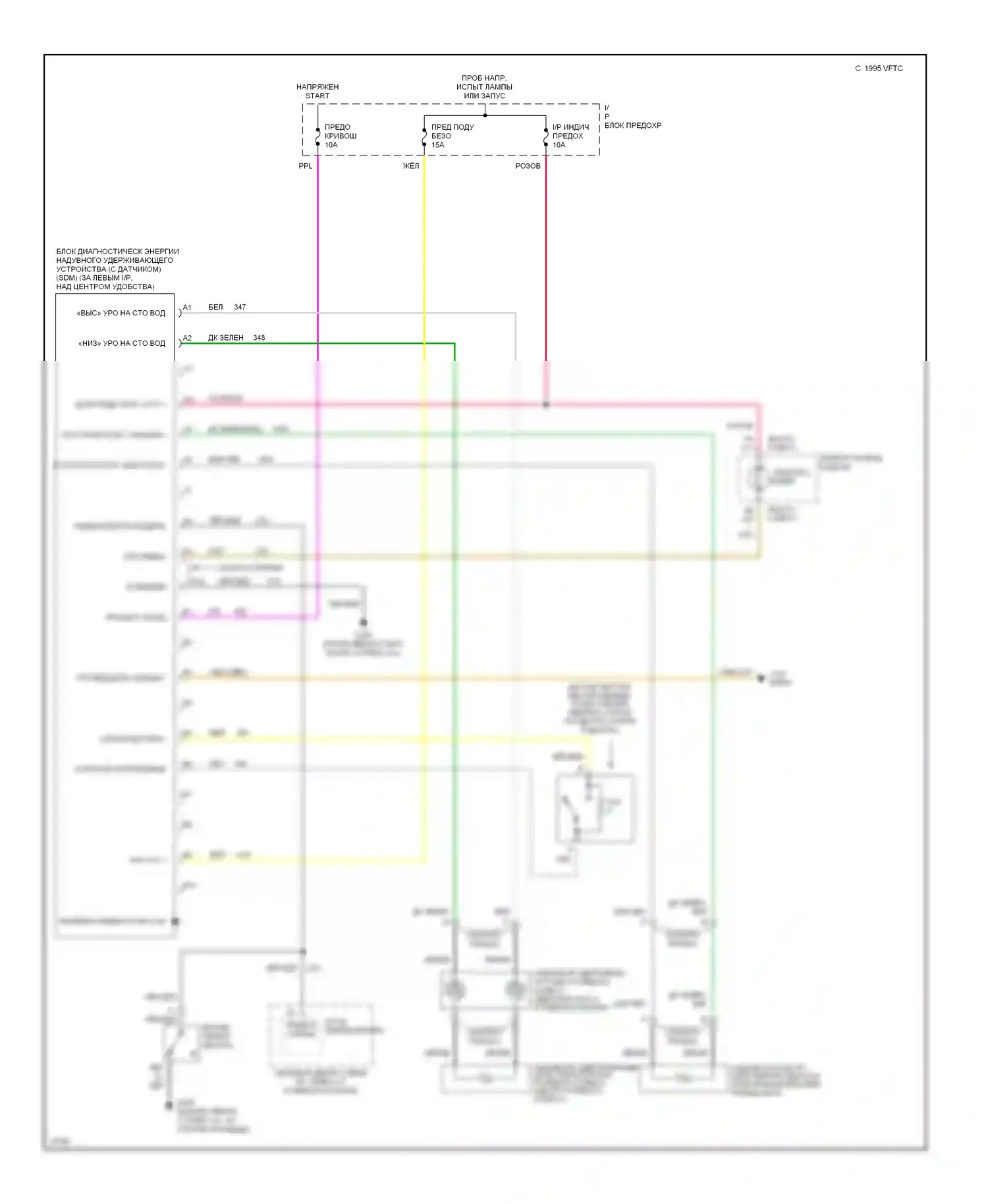 Impala Chevrolet VII (1994-1996): Электросхема подушек безопасности 