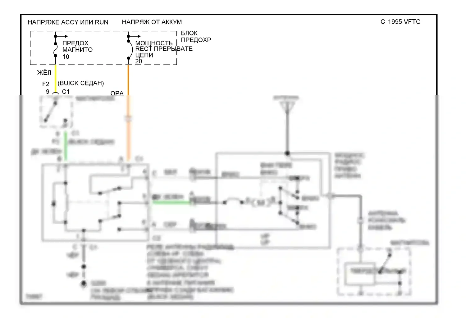 Impala Chevrolet VII (1994-1996): Электросхема силовой антенны 