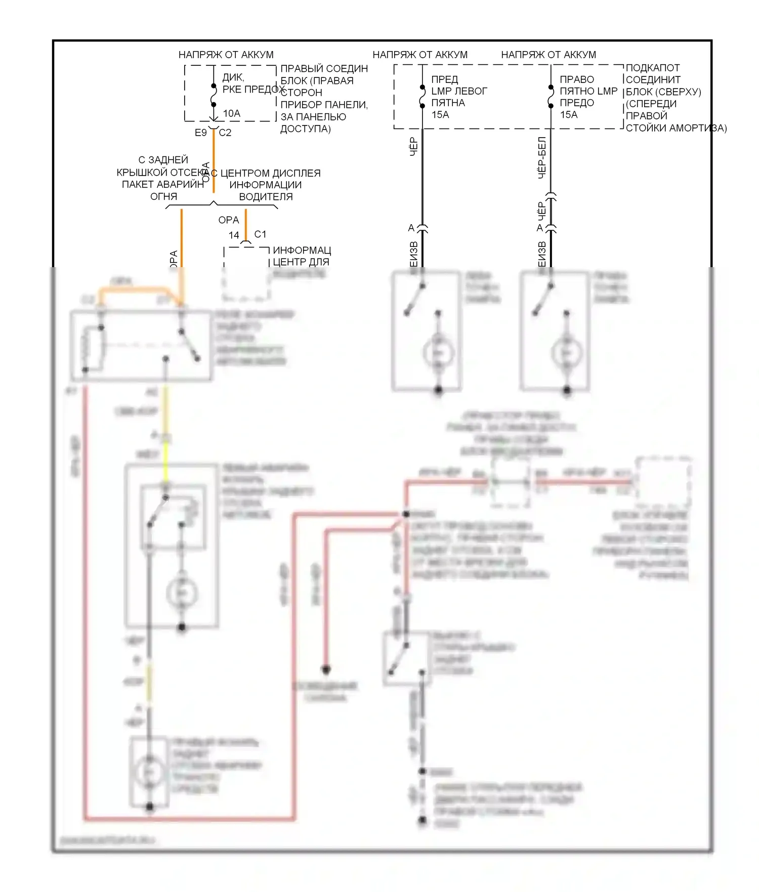 Impala Chevrolet VIII (1999-2006): Электросхема ламп вспомогательных устройств 