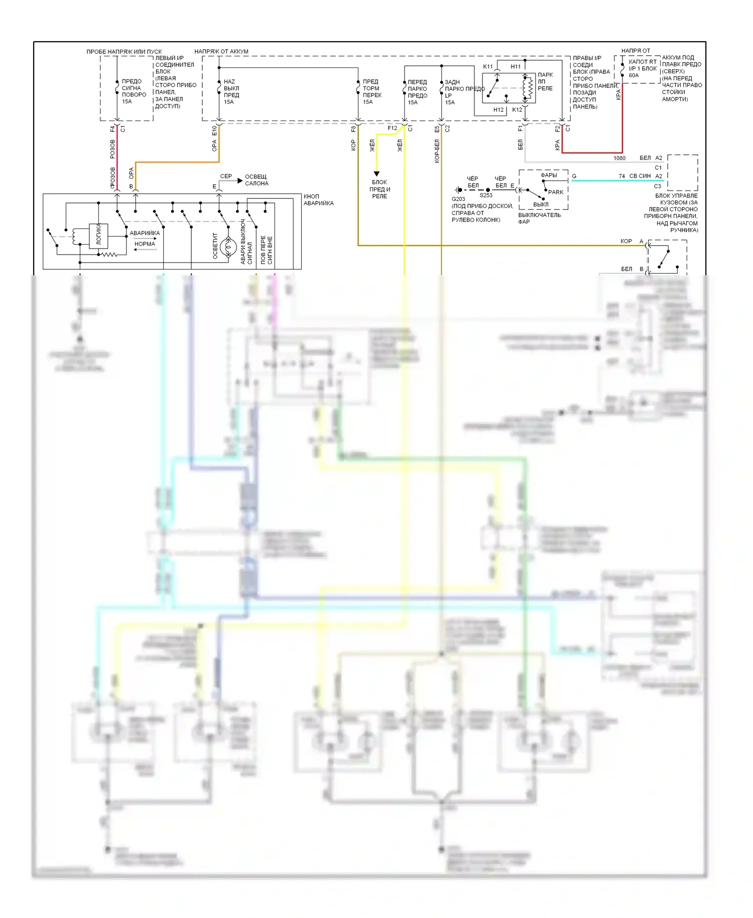 Impala Chevrolet VIII (1999-2006): Фары и фонари электросхема, без опции полицейского или аварийного транспортного средства 