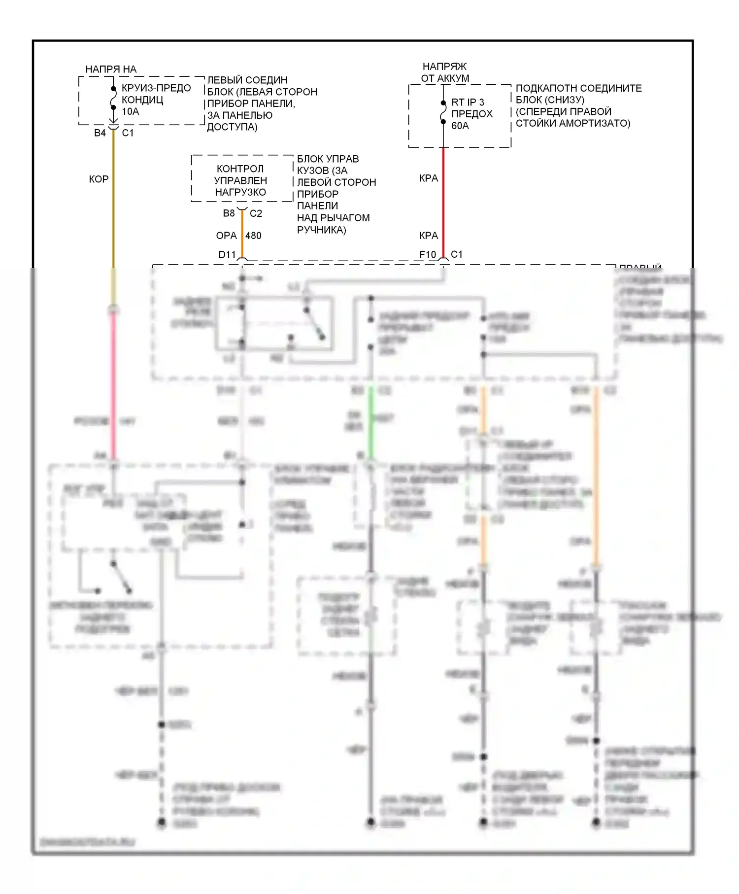 Impala Chevrolet VIII (1999-2006): Электросхема подогрева стекол 