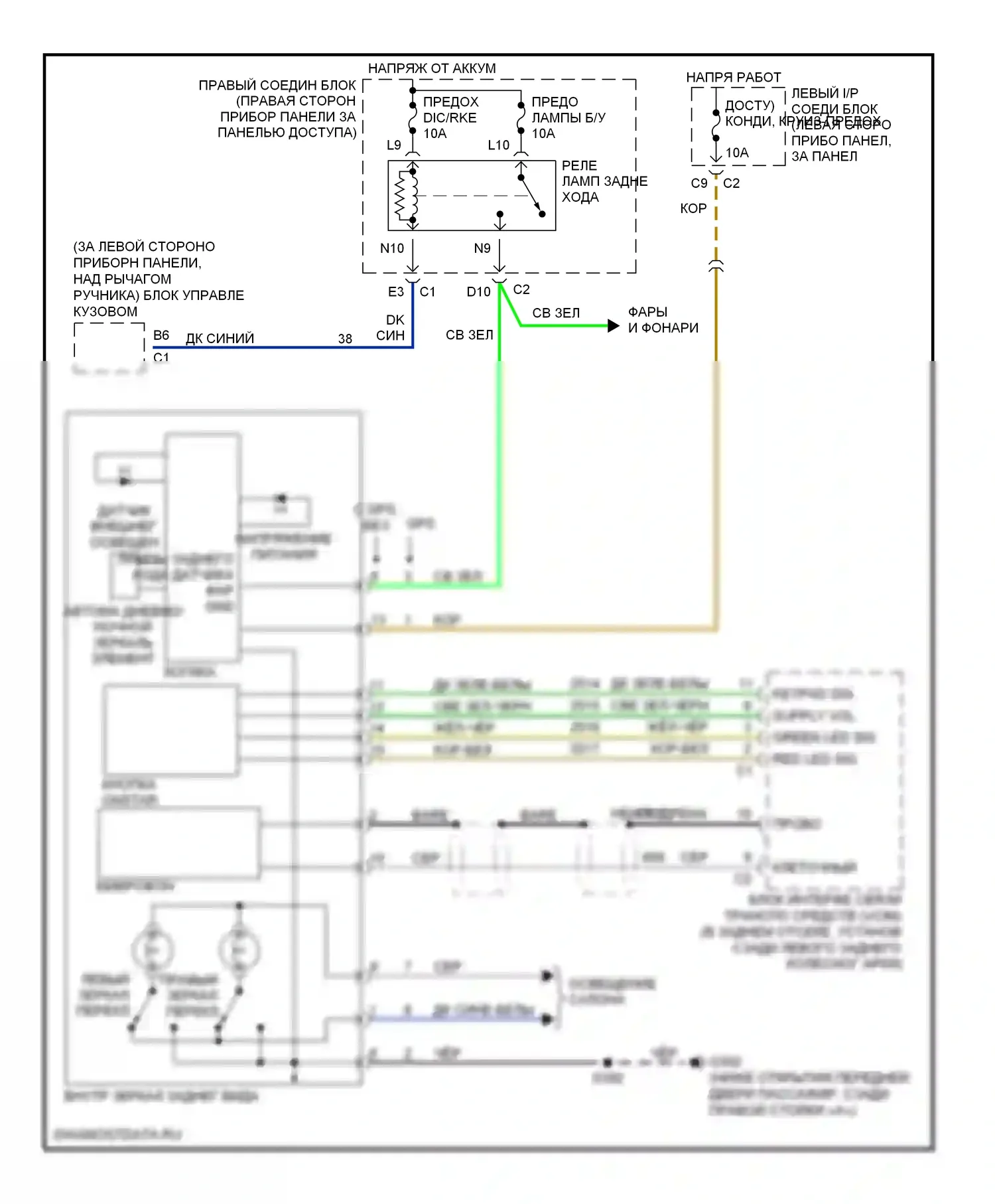 Impala Chevrolet VIII (1999-2006): Электросхема электрохромного зеркала 