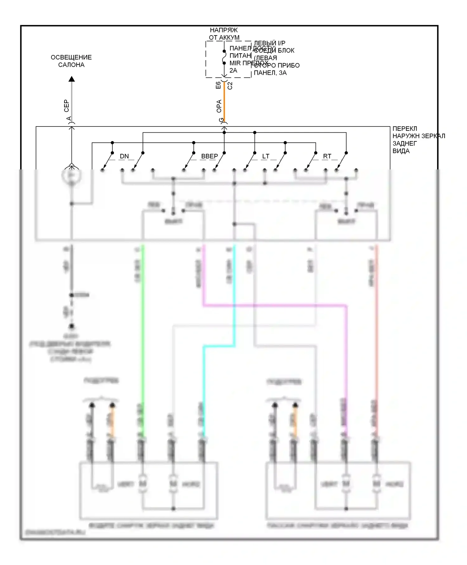 Impala Chevrolet VIII (1999-2006): Электросхема силового зеркала 