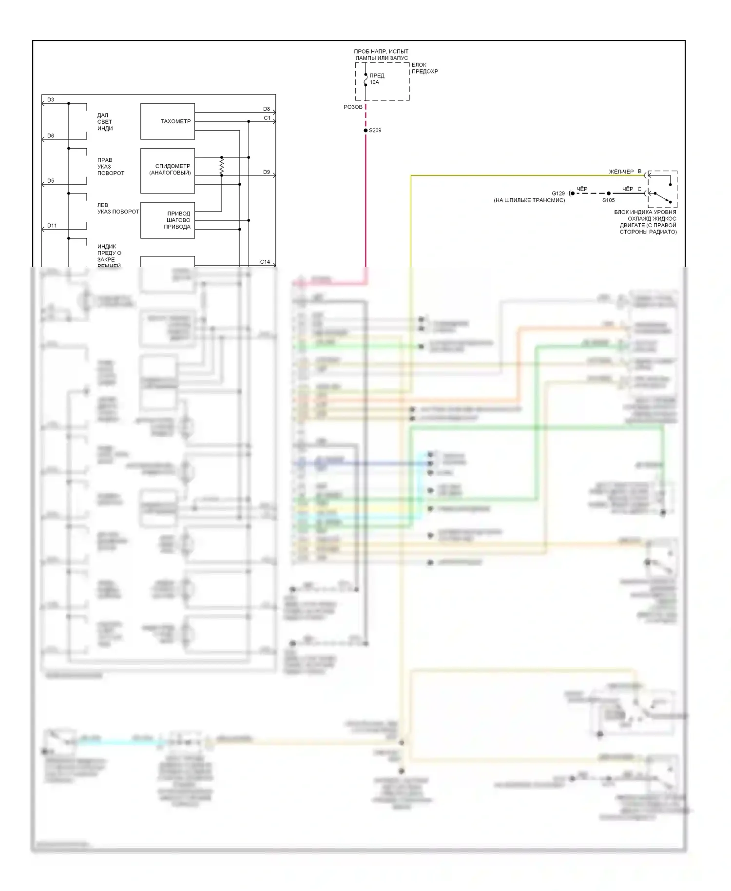 Lumina Chevrolet I (1989-2001): Электросхема приборной панели, без seo 