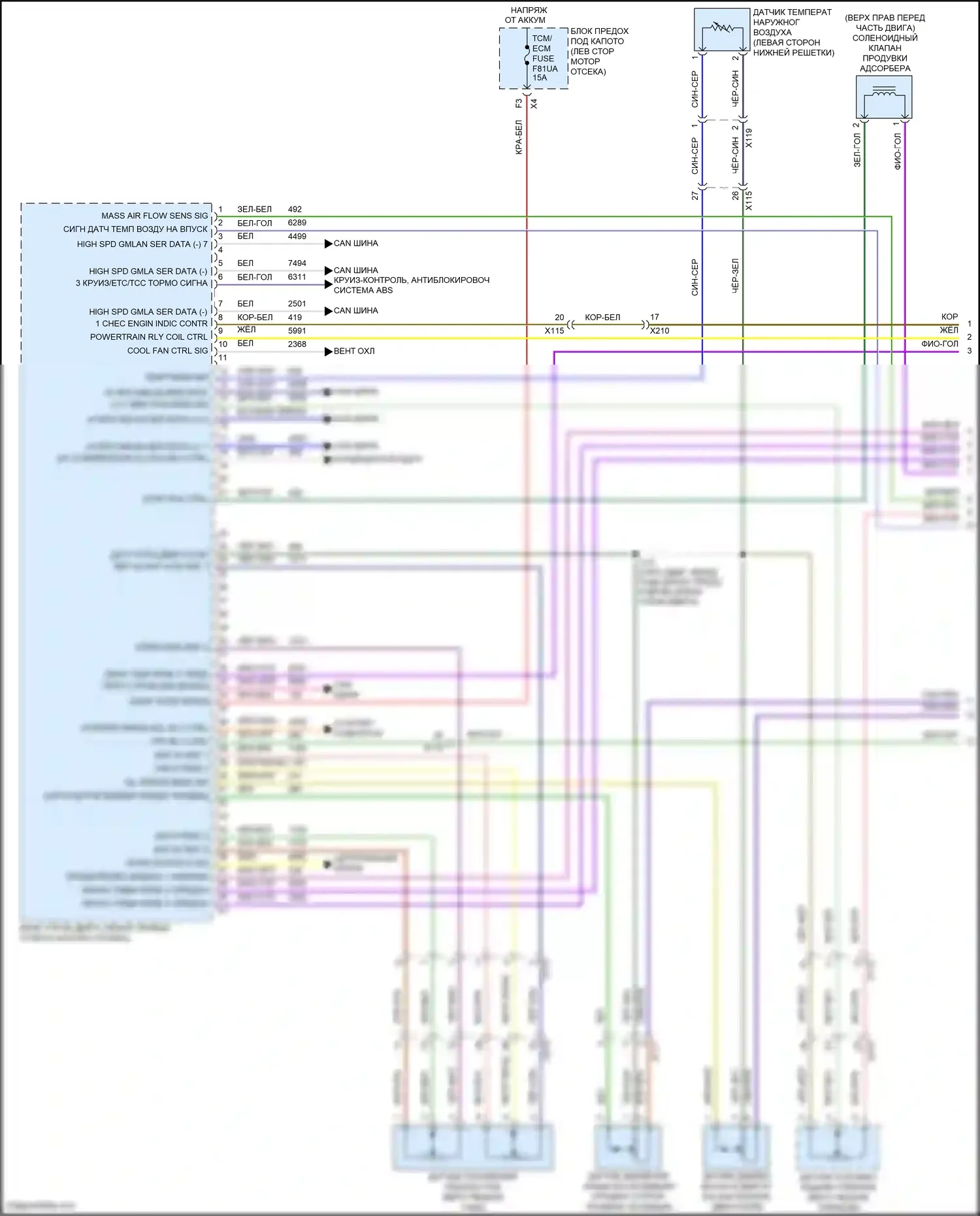 Malibu Chevrolet IX рестайлинг (2018-2024): Электросхема двигателя 1.5л vin t (1 из 7) 
