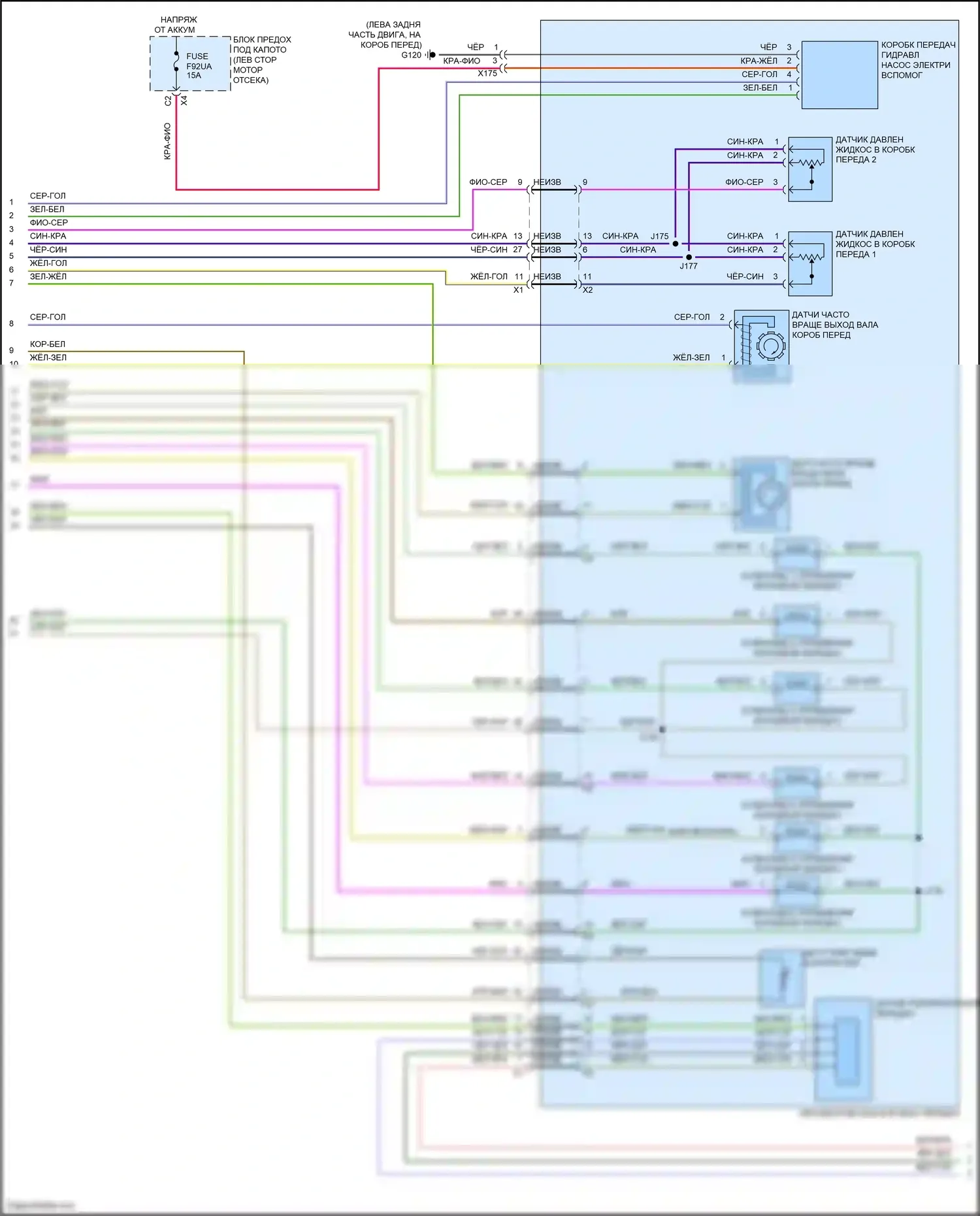 Malibu Chevrolet IX рестайлинг (2018-2024): 1,5л vin t, электросхема соединений коробки передач (2 из 3) 